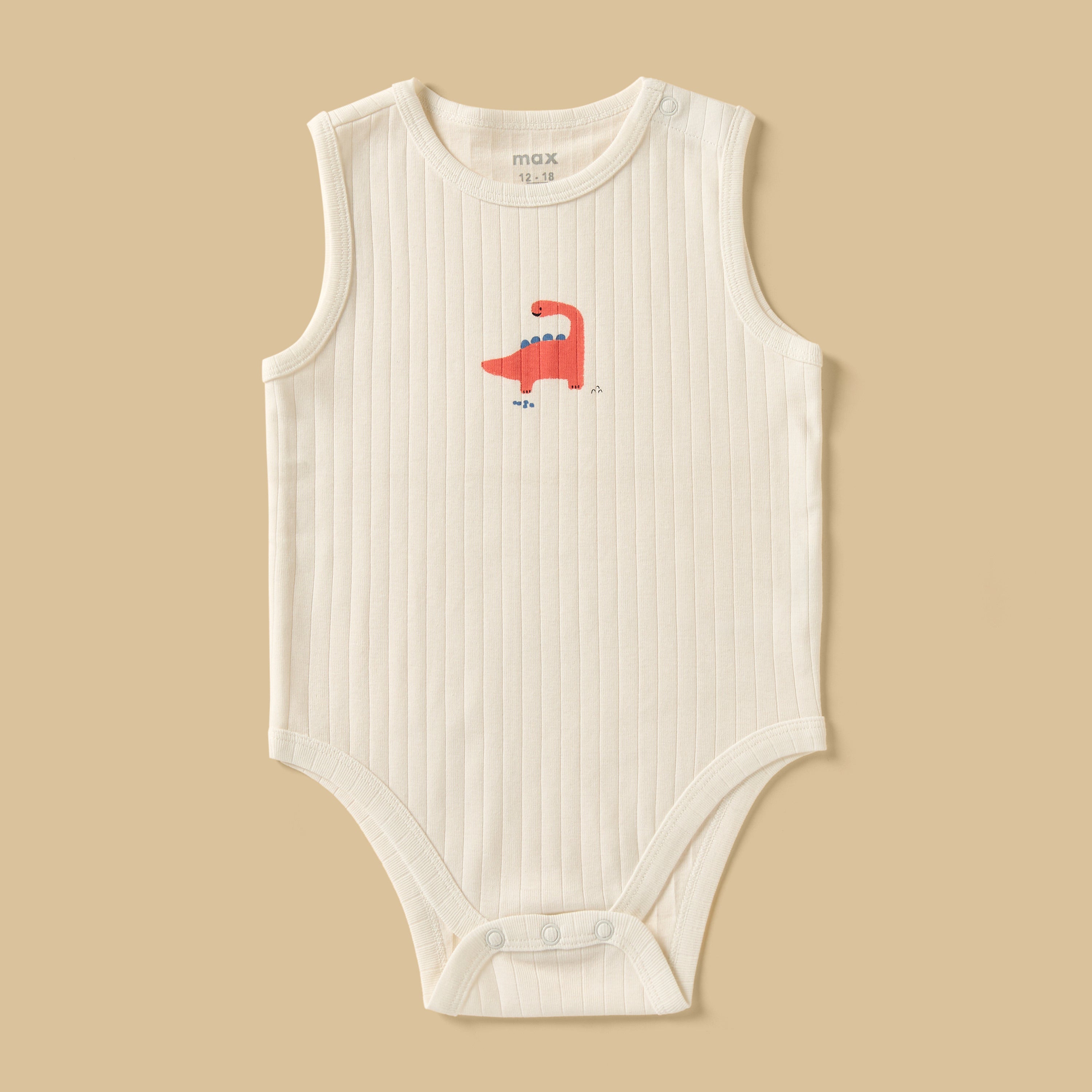 Pack of 3 - Printed Ribbed Sleeveless Cotton Bodysuit