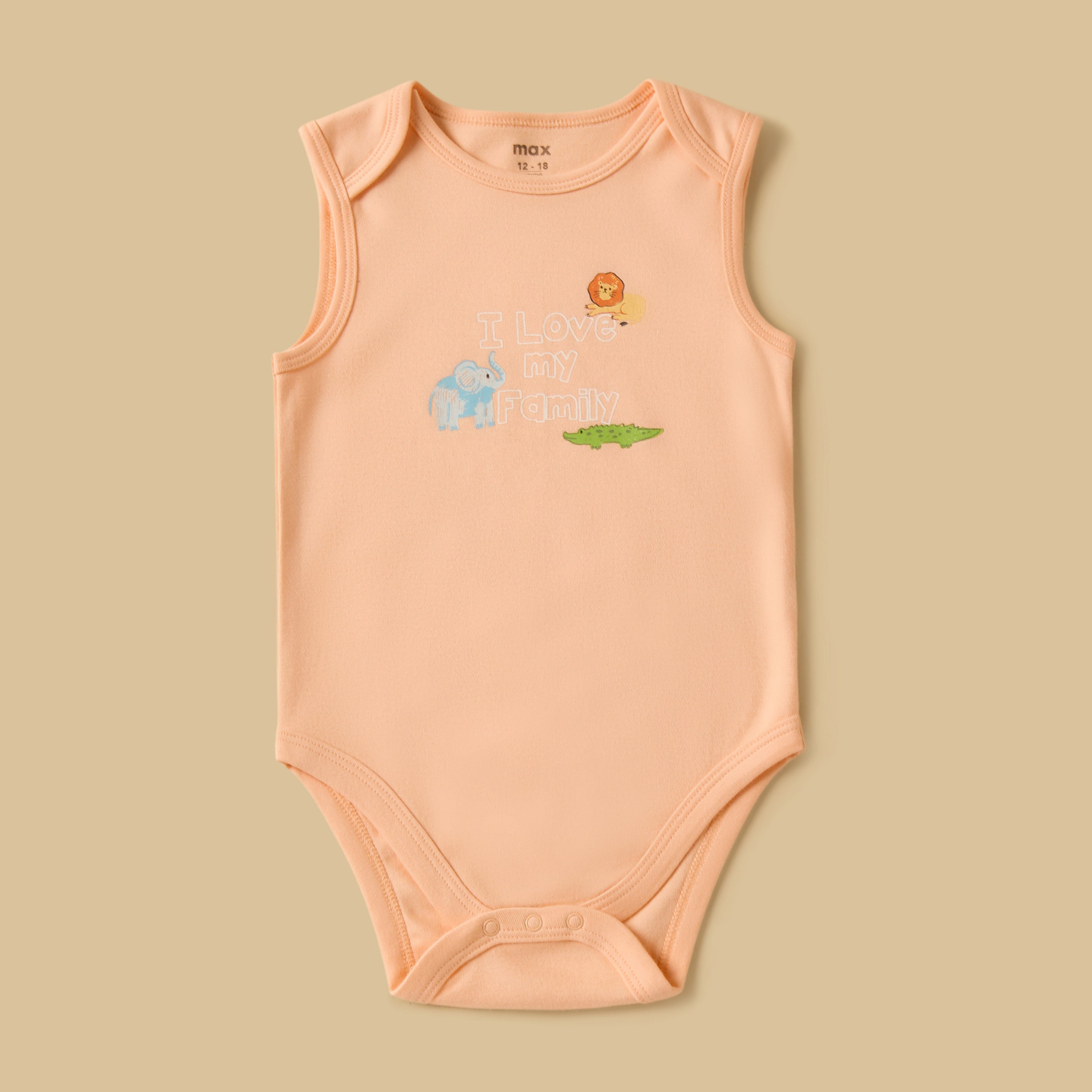 Pack of 3 - Safari Print Sleeveless Cotton Bodysuit