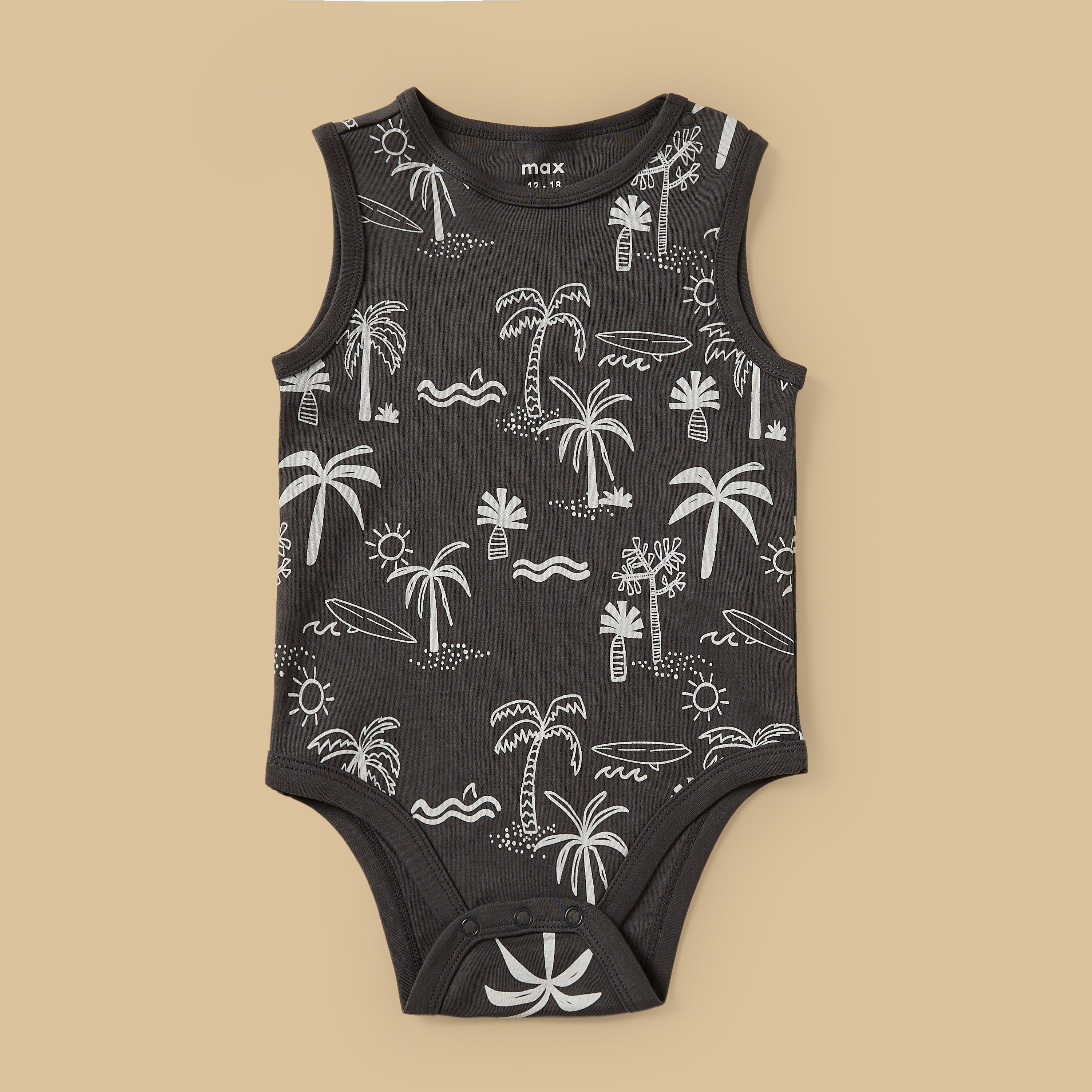 Pack of 5 - Palm Print Sleeveless Cotton Bodysuit