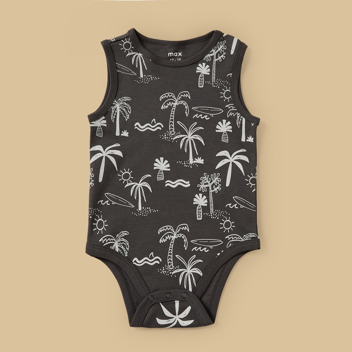 Pack of 5 - Palm Print Sleeveless Cotton Bodysuit