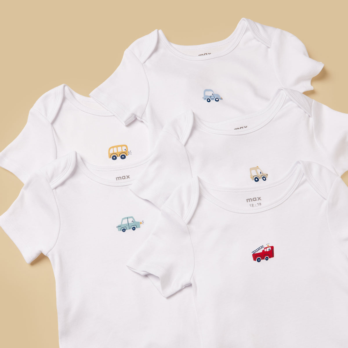 Pack of 5 - Vehicle Print Cotton Bodysuit