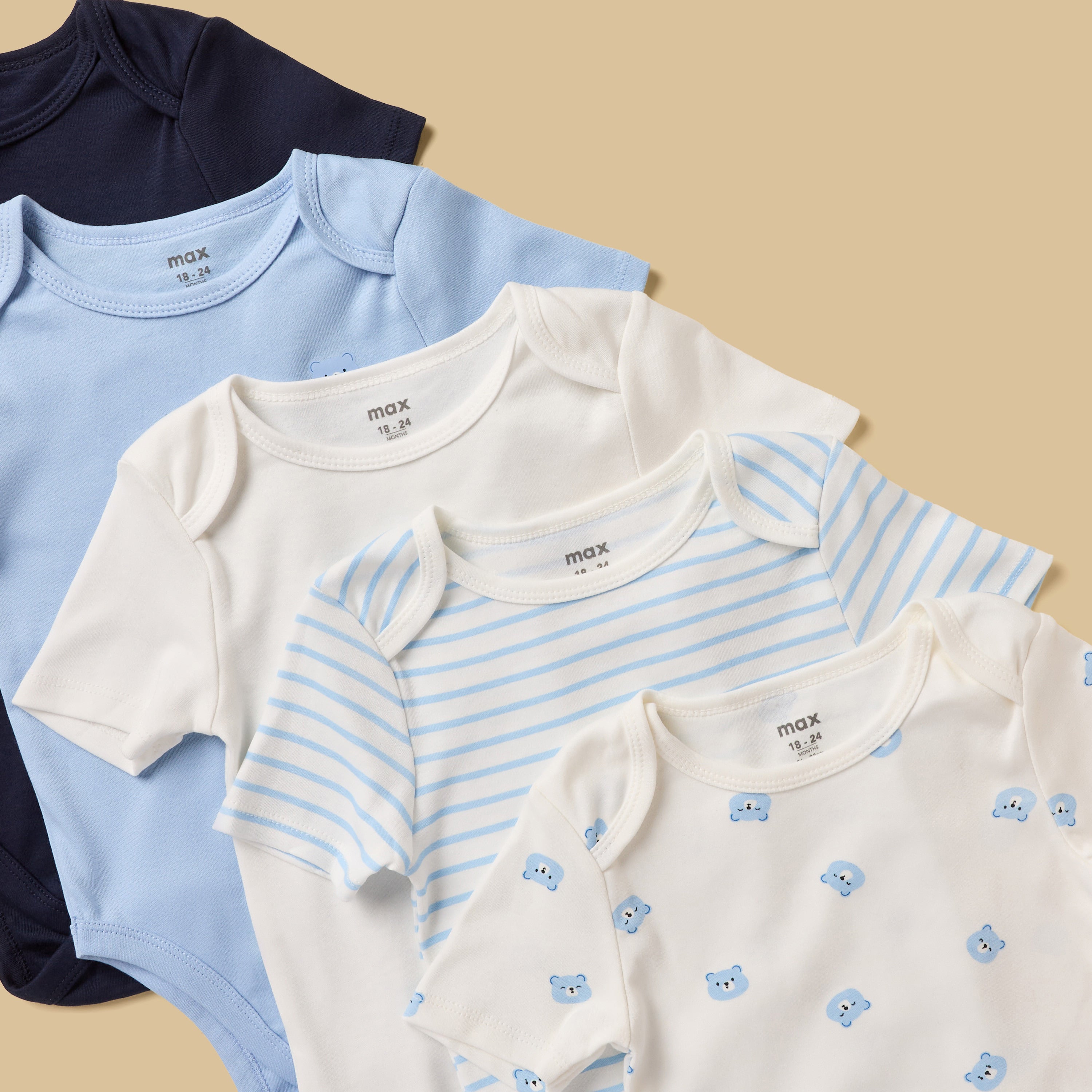 Pack of 5 - Bear Print Cotton Bodysuit