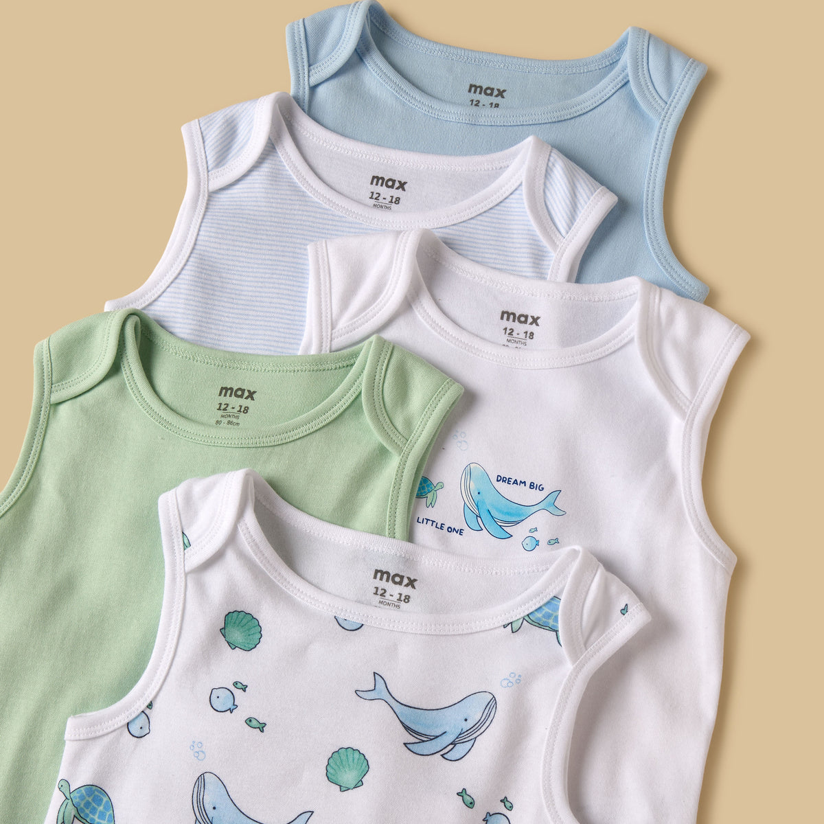Pack of 5 - Assorted Sleeveless Bodysuit
