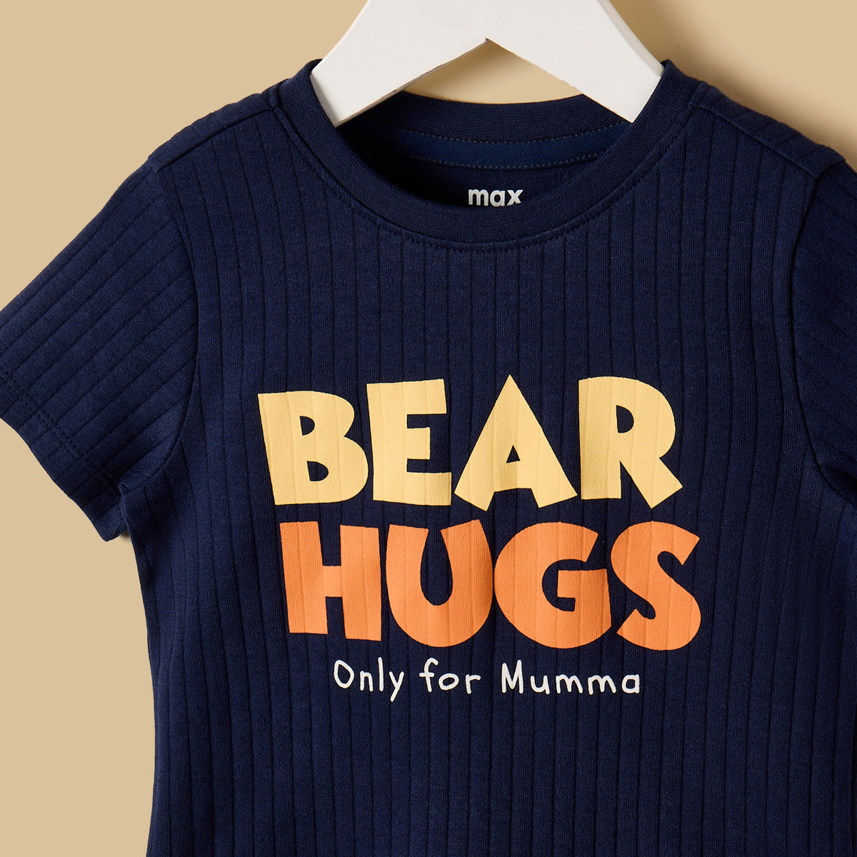 Slogan Print Textured Cotton Pyjama Set