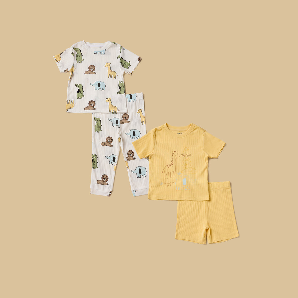 Pack of 2 - Safari Print Cotton Pyjama Set