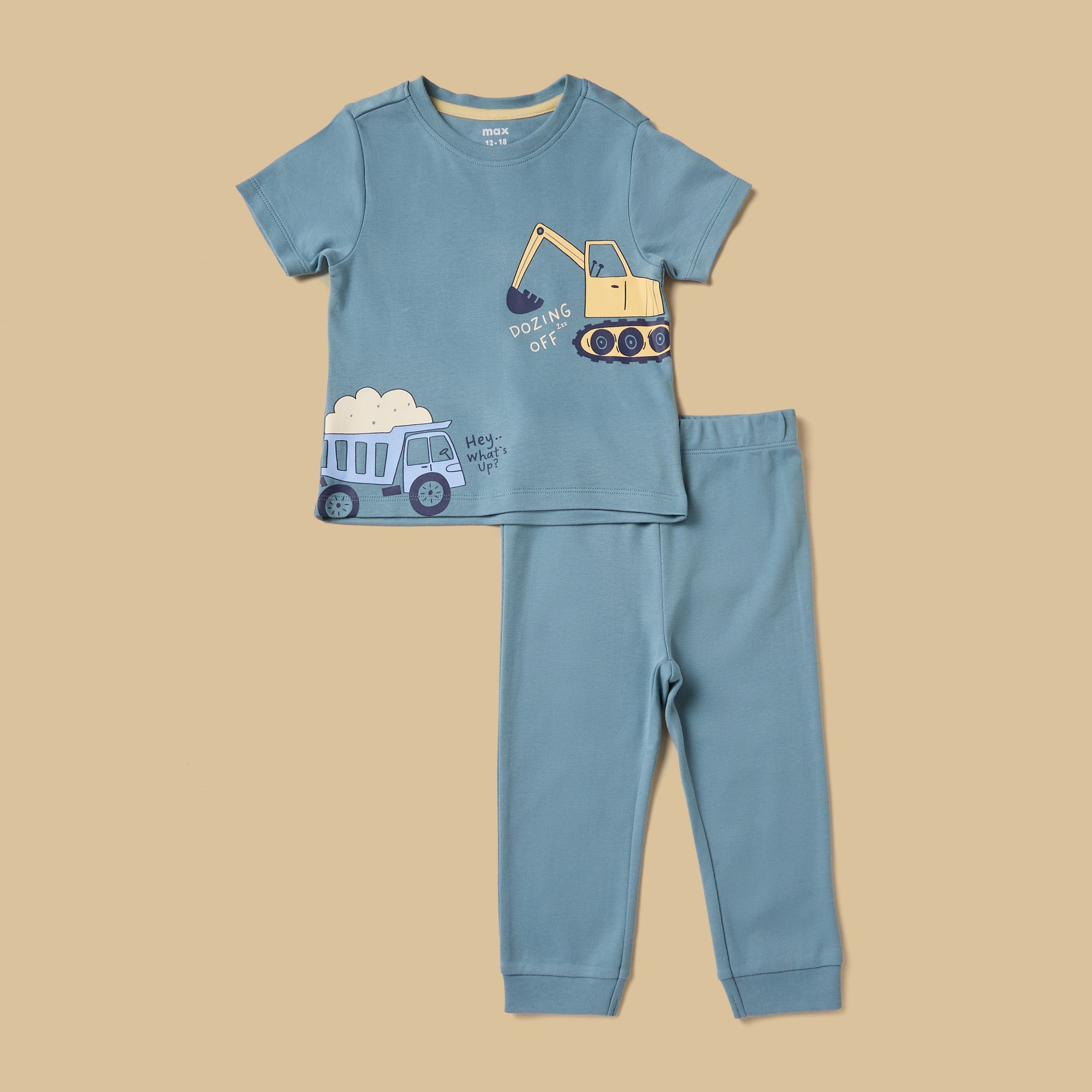 Pack of 2 - Printed Cotton Pyjama Set
