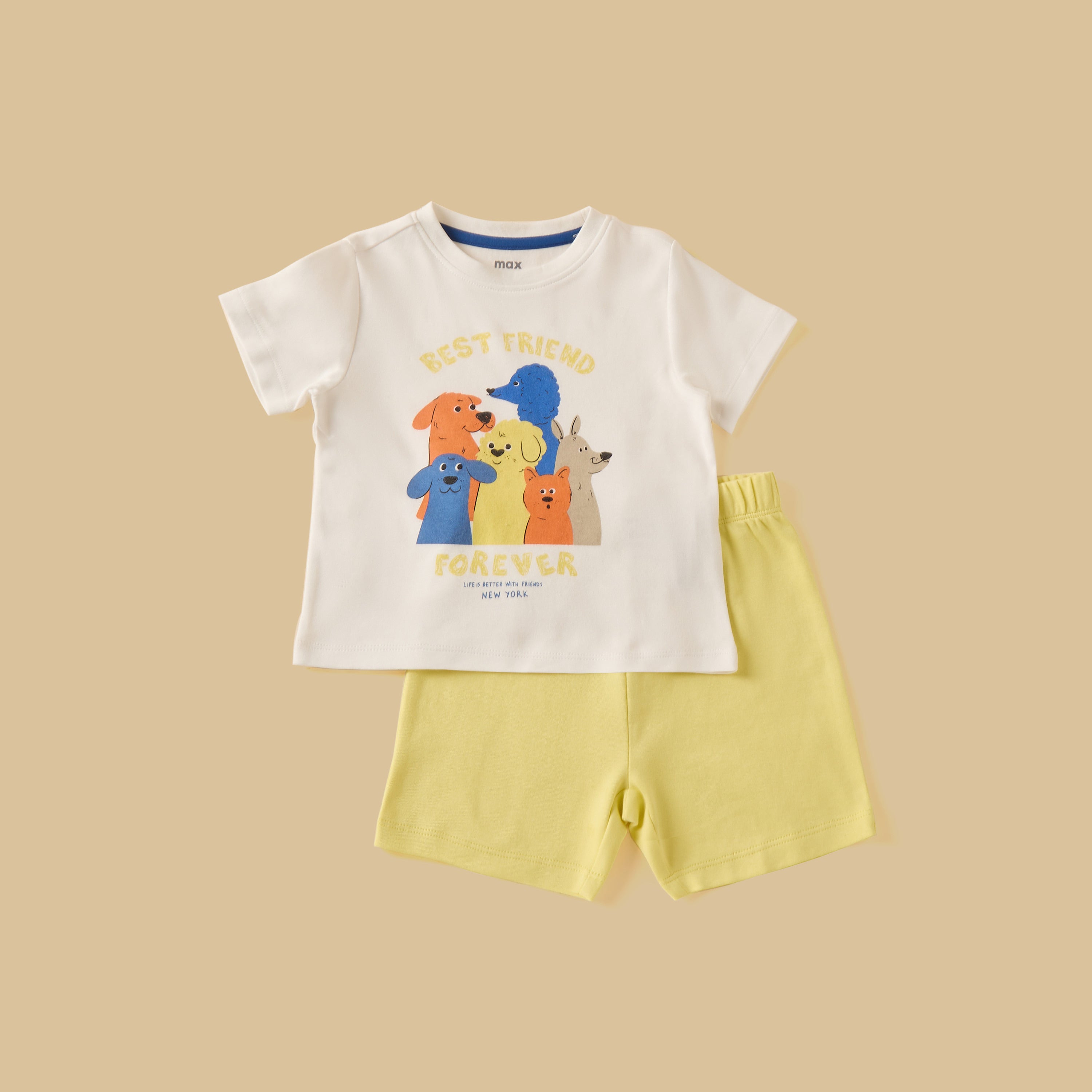 Pack of 2 - Dog Print Cotton T-shirts and Pyjamas