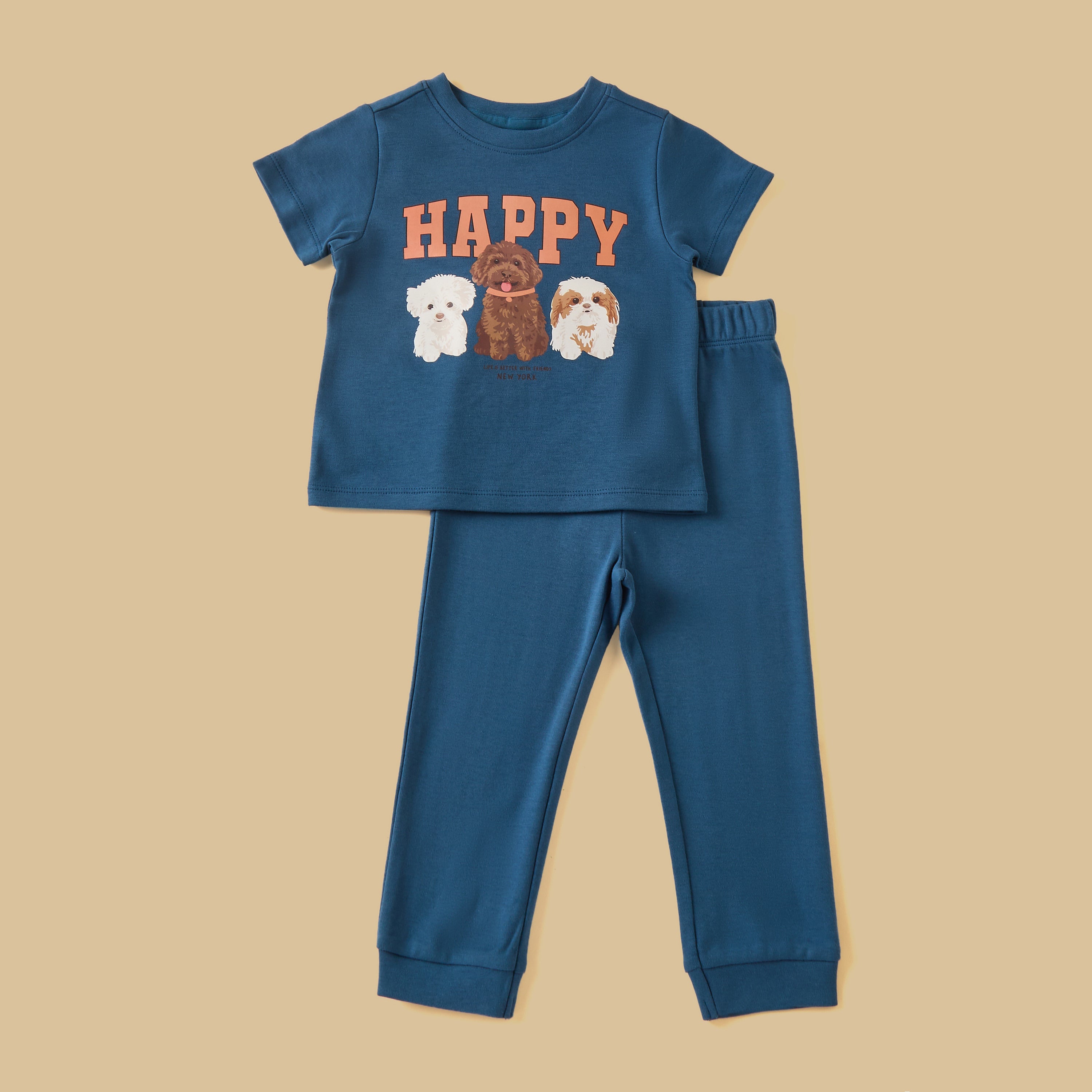 Pack of 2 - Dog Print Cotton T-shirts and Pyjamas