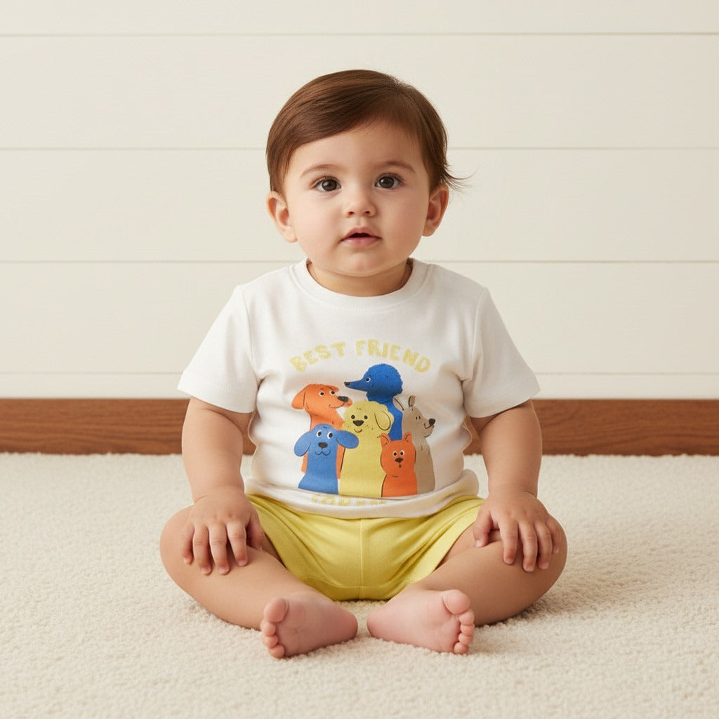 Pack of 2 - Dog Print Cotton T-shirts and Pyjamas