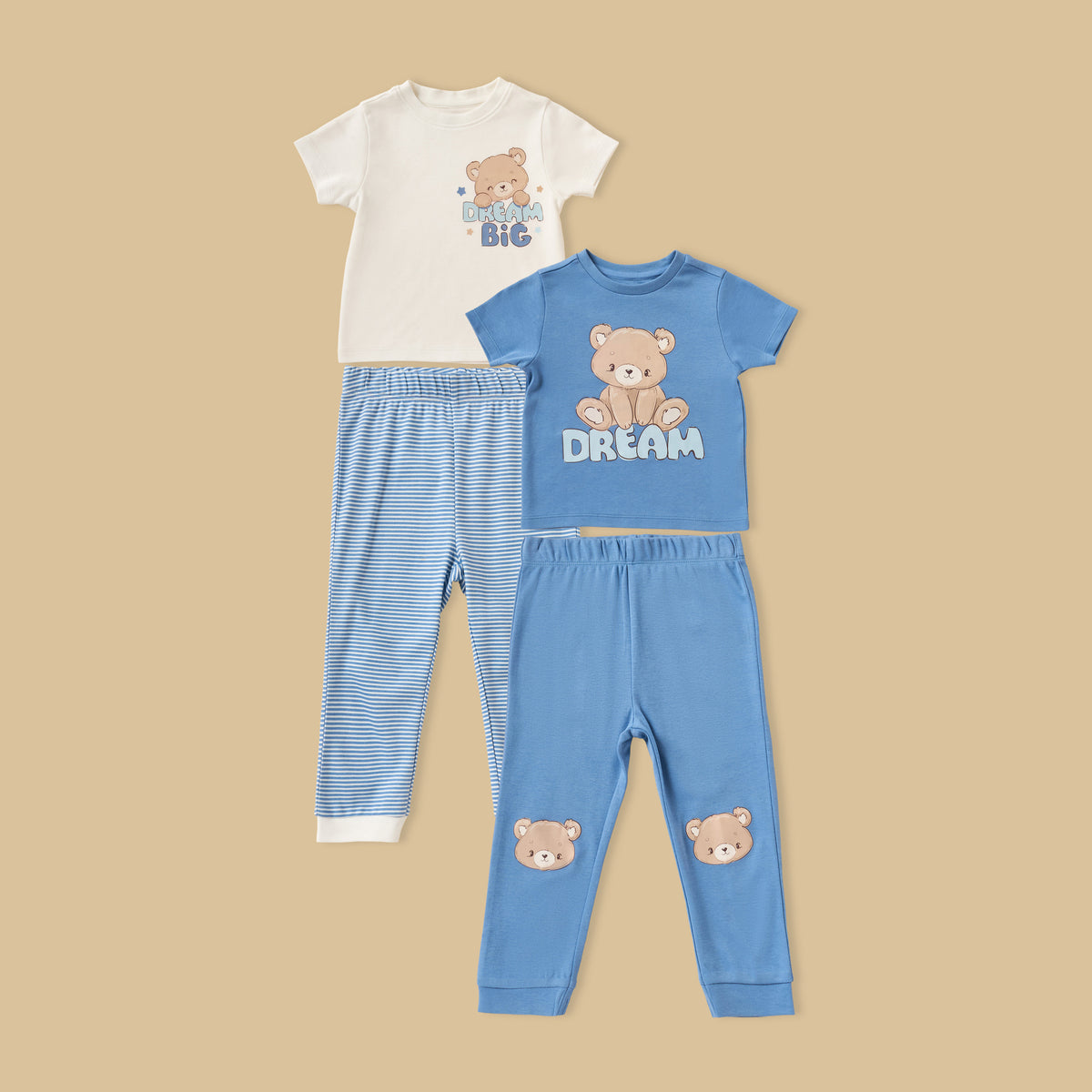 Pack of 2 - Teddy Bear Print Cotton Pyjama Set