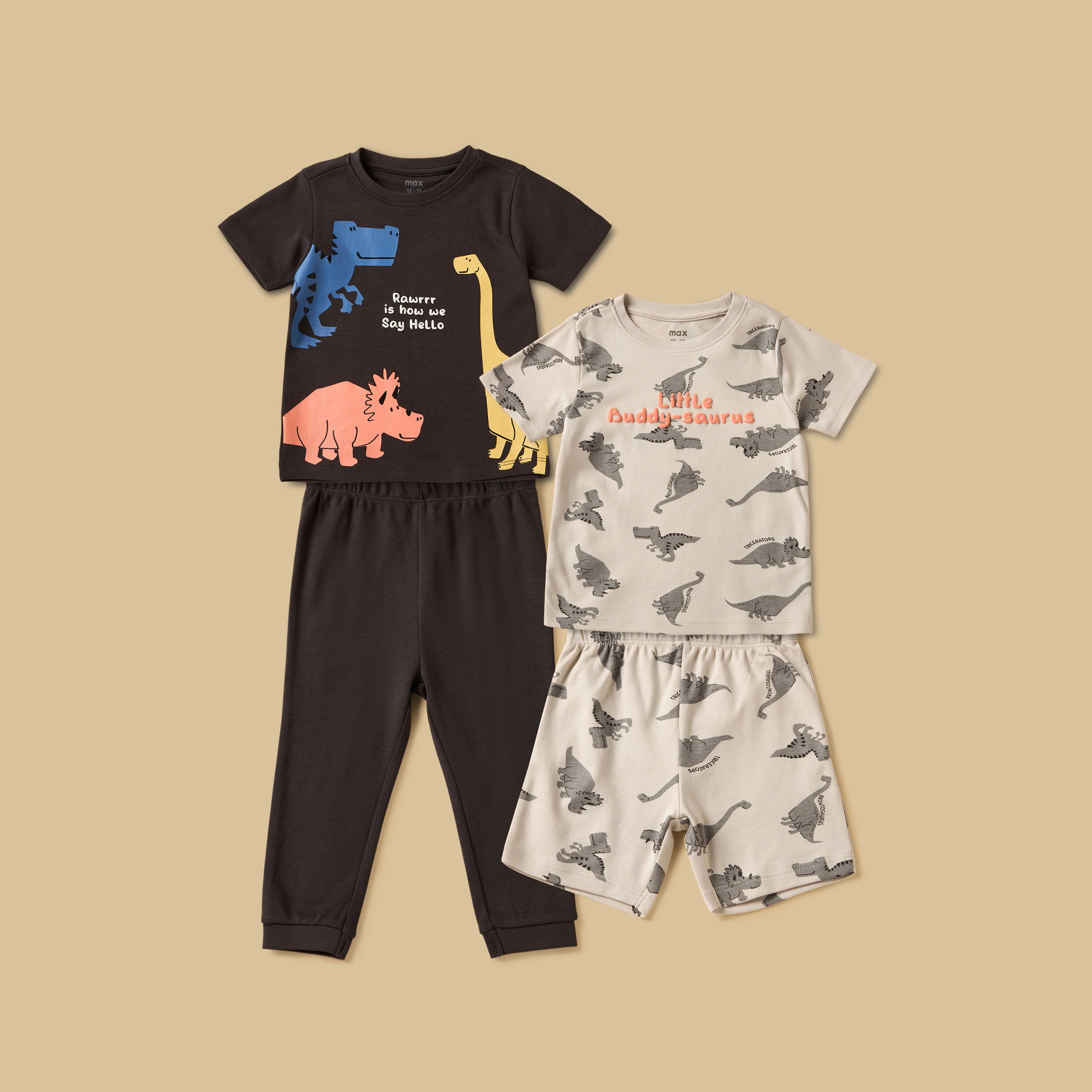 Pack of 2 - Dinosaur Print Cotton Pyjama Set