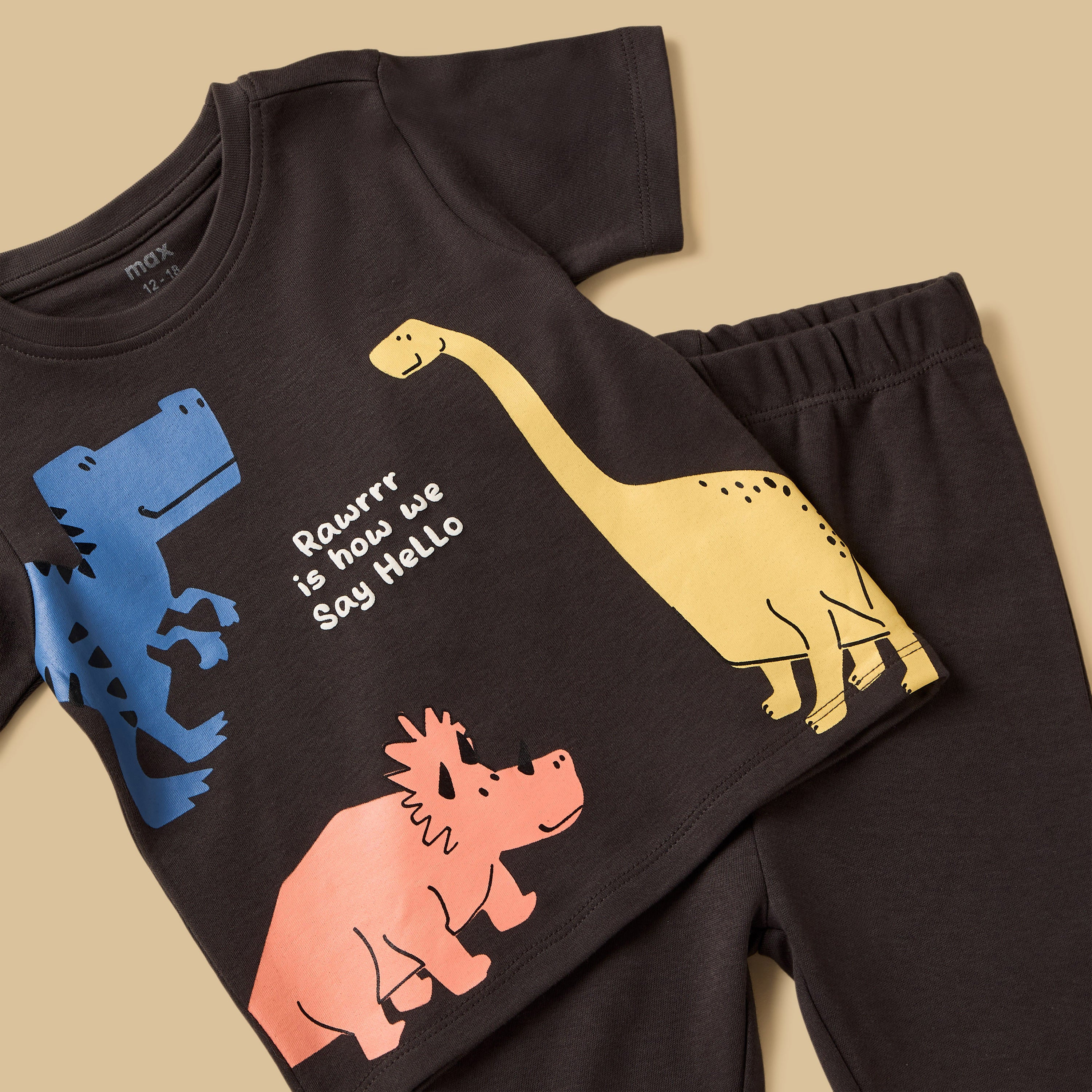 Pack of 2 - Dinosaur Print Cotton Pyjama Set