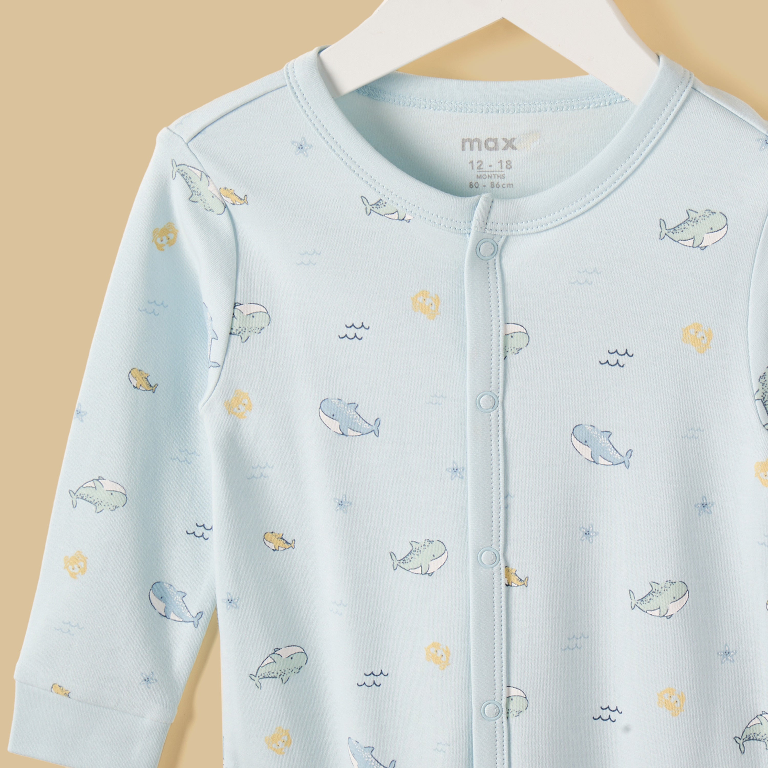 Pack of 2 - Whale Print Cotton Sleepsuit