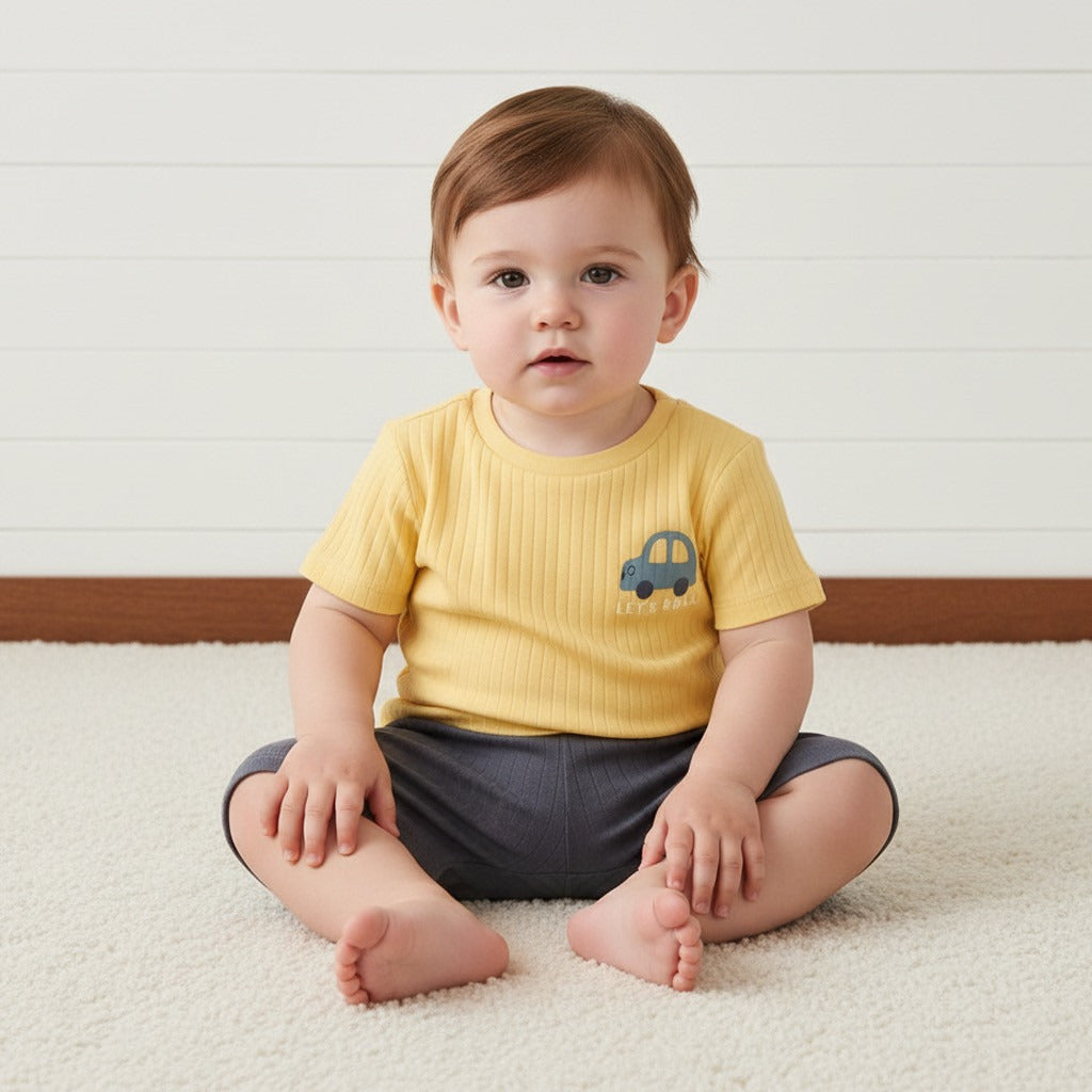 Pack of 2 - Ribbed Cotton T-shirts and Pyjamas