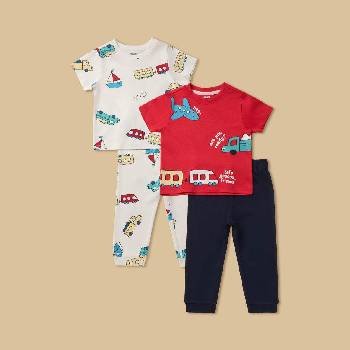 Pack of 2 - Transport Print Cotton Pyjama Set