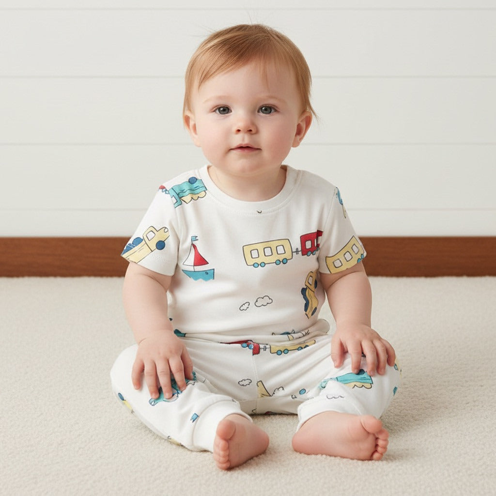 Pack of 2 - Transport Print Cotton Pyjama Set