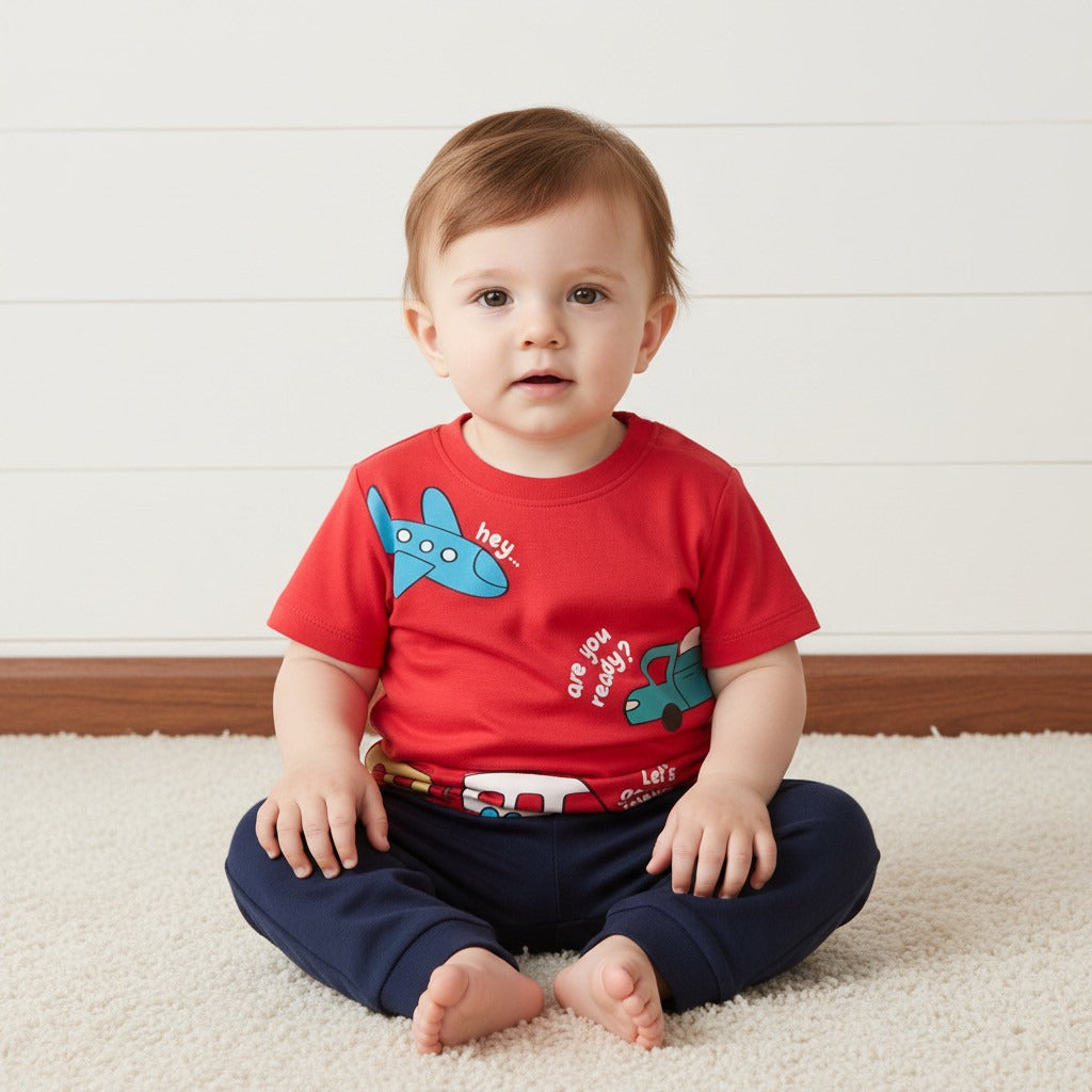 Pack of 2 - Transport Print Cotton Pyjama Set
