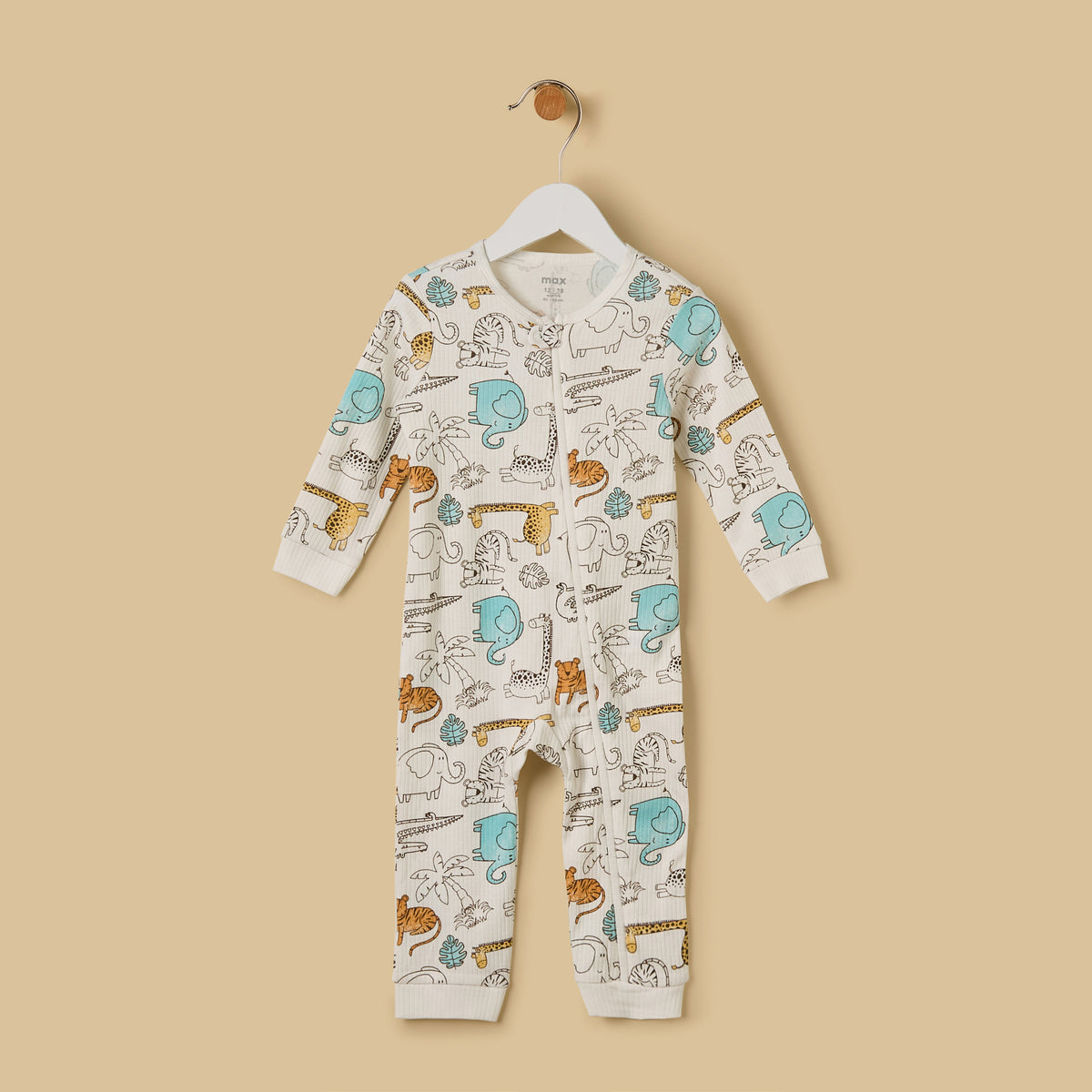 Pack of 2 - Safari Animal Print Cotton Sleepsuit