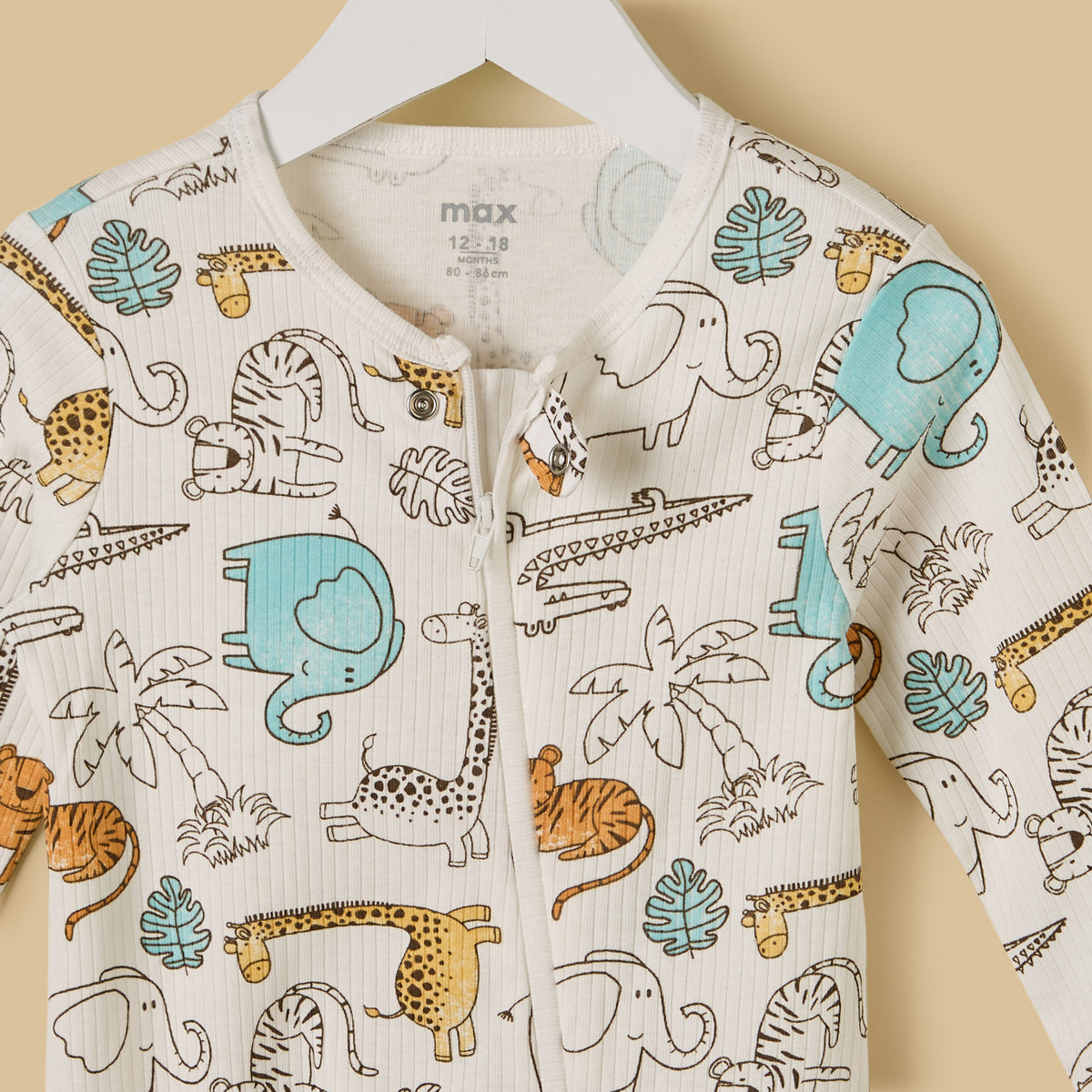 Pack of 2 - Safari Animal Print Cotton Sleepsuit