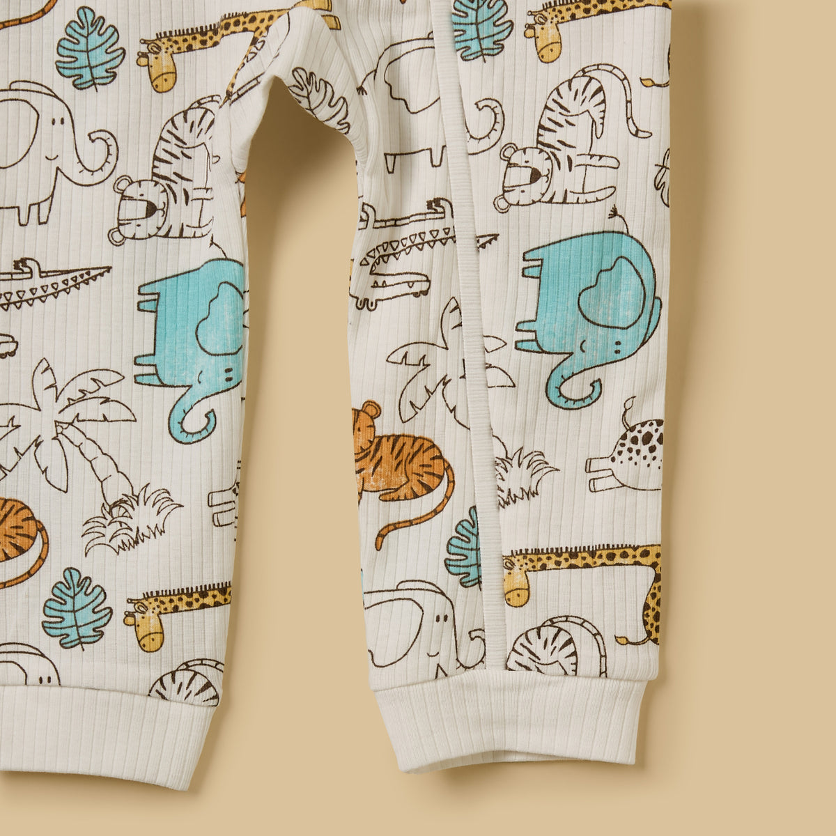 Pack of 2 - Safari Animal Print Cotton Sleepsuit
