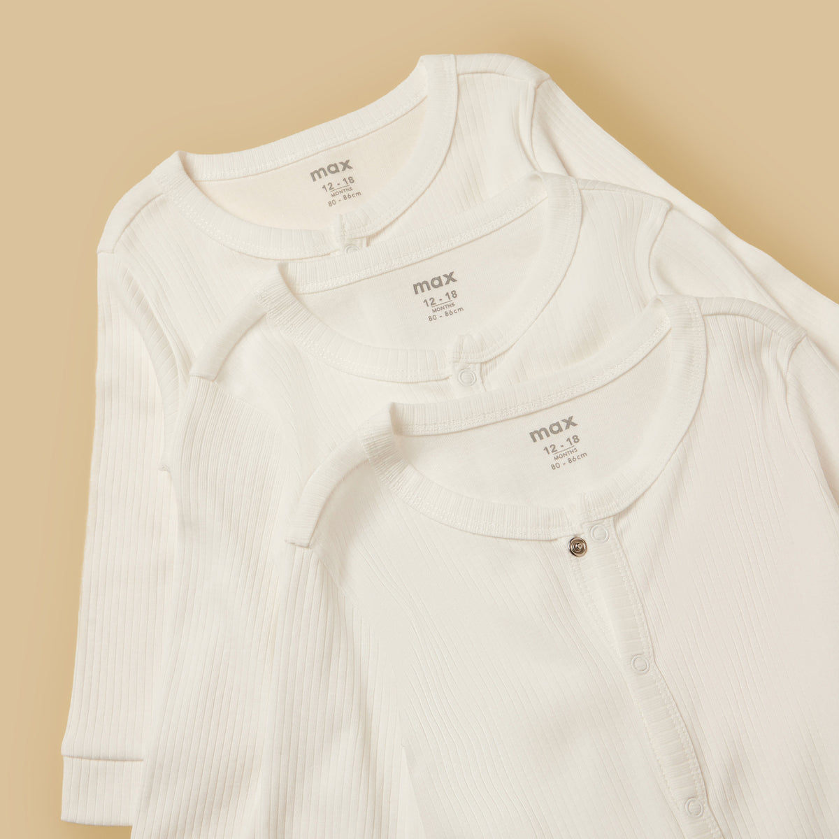 Pack of 3 - Ribbed Cotton Sleepsuit