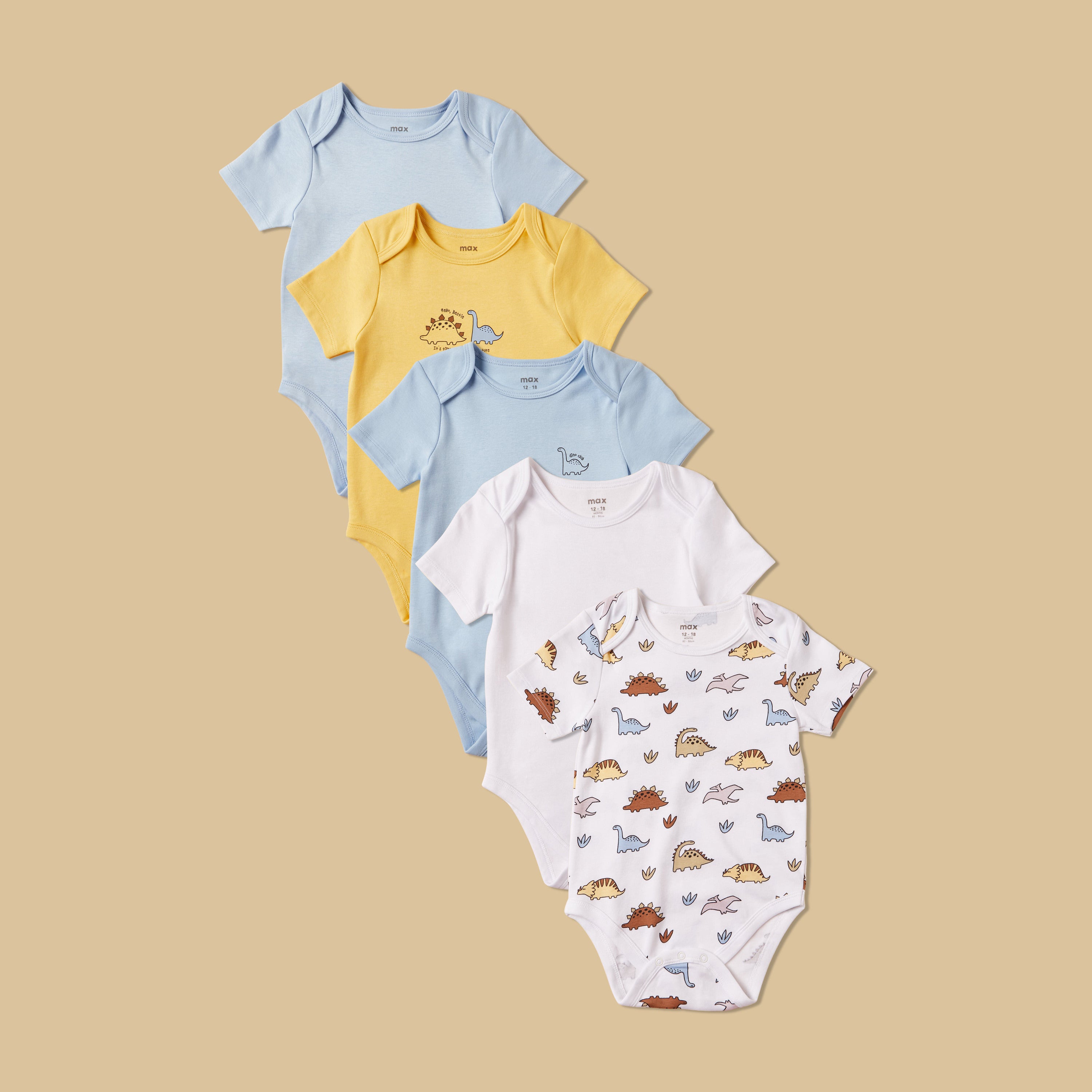 Pack of 5 - Assorted Cotton Bodysuit - Multicolour / 12-18 mths