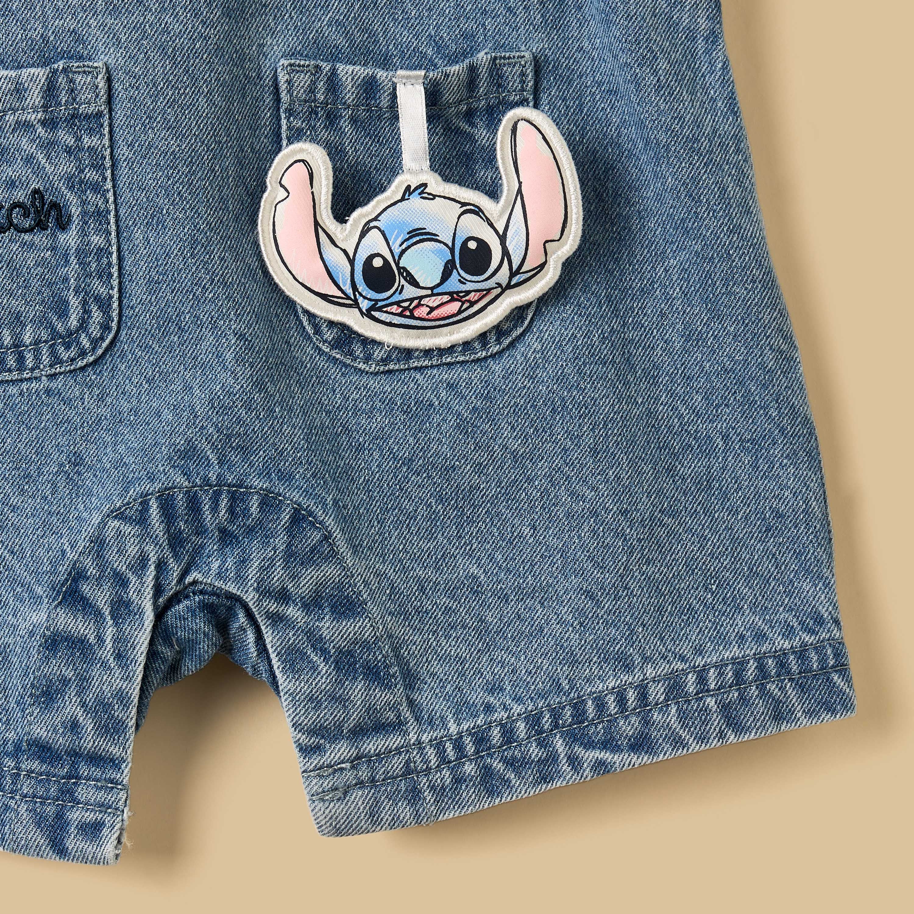 Stitch Embroidered Denim Dungaree with T-shirt