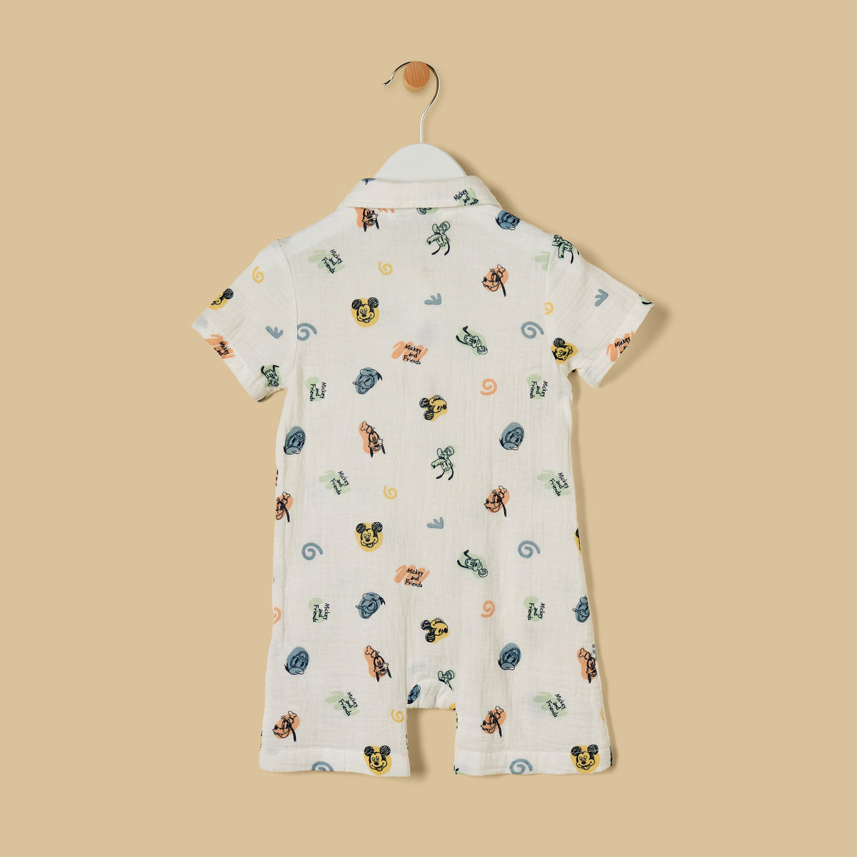 Mickey Mouse and Friends Print Cotton Romper and Cap