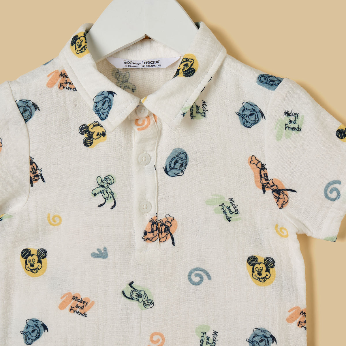 Mickey Mouse and Friends Print Cotton Romper and Cap