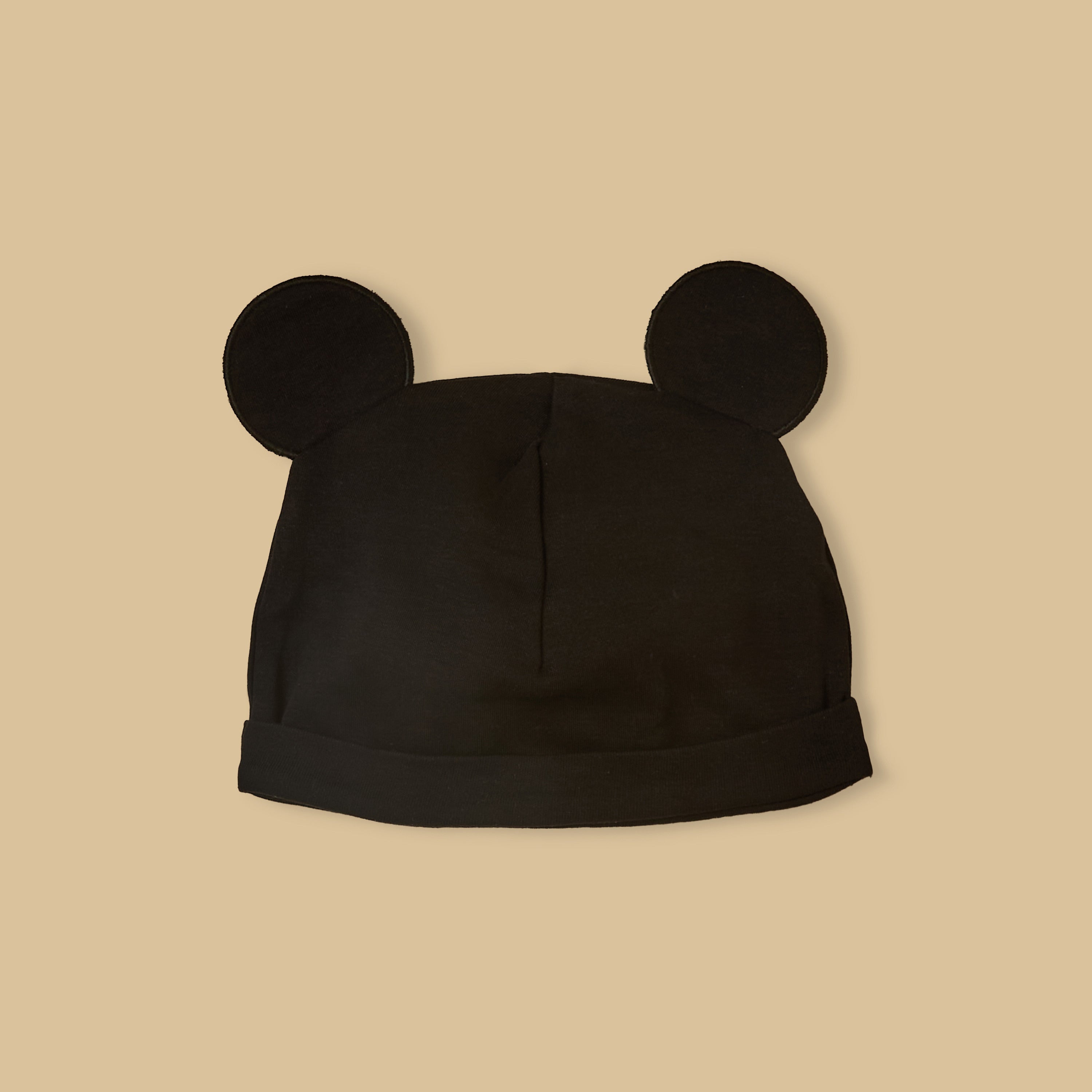 Mickey Mouse Print Cotton Romper with Cap