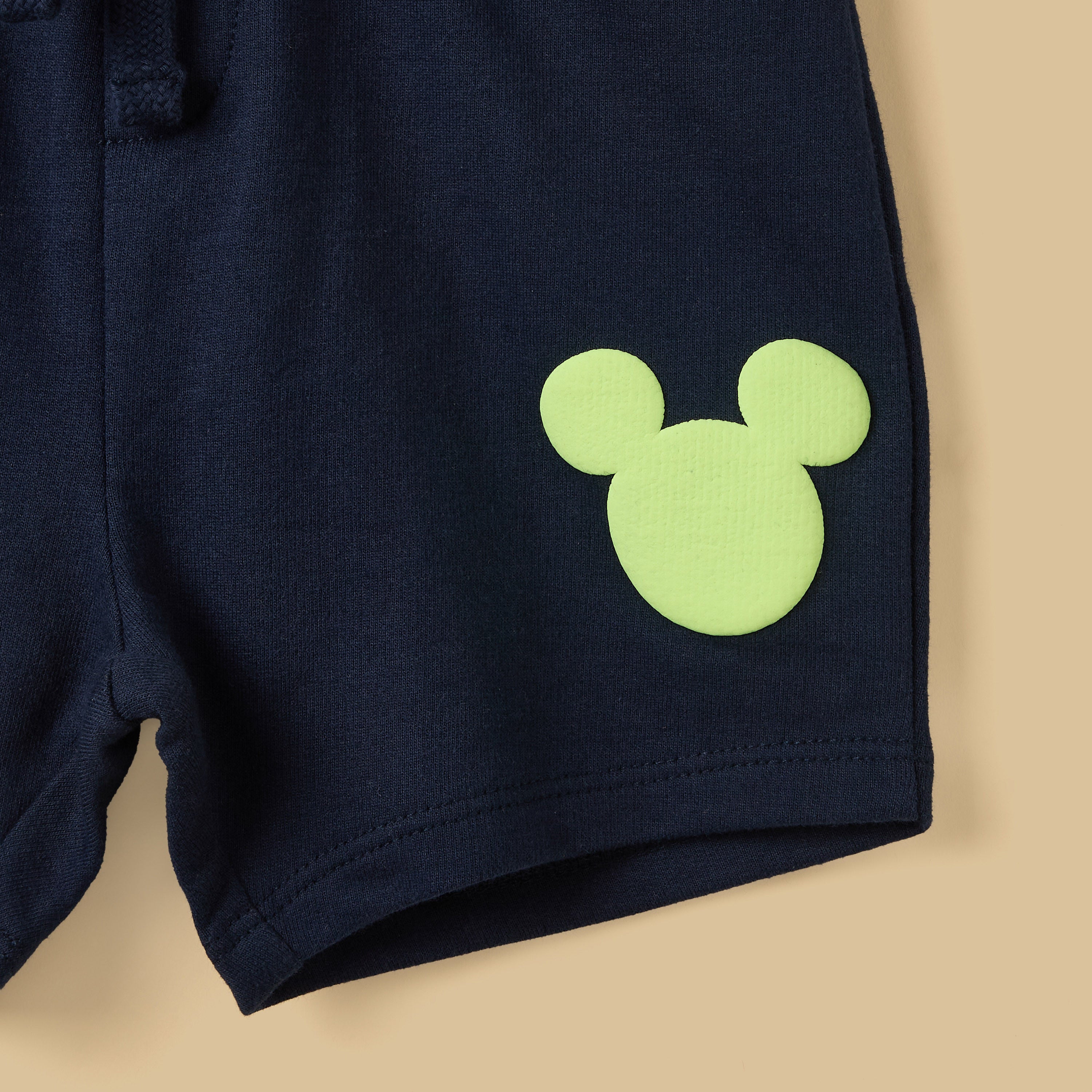 Mickey Mouse Print Cotton T-shirt and Shorts Set