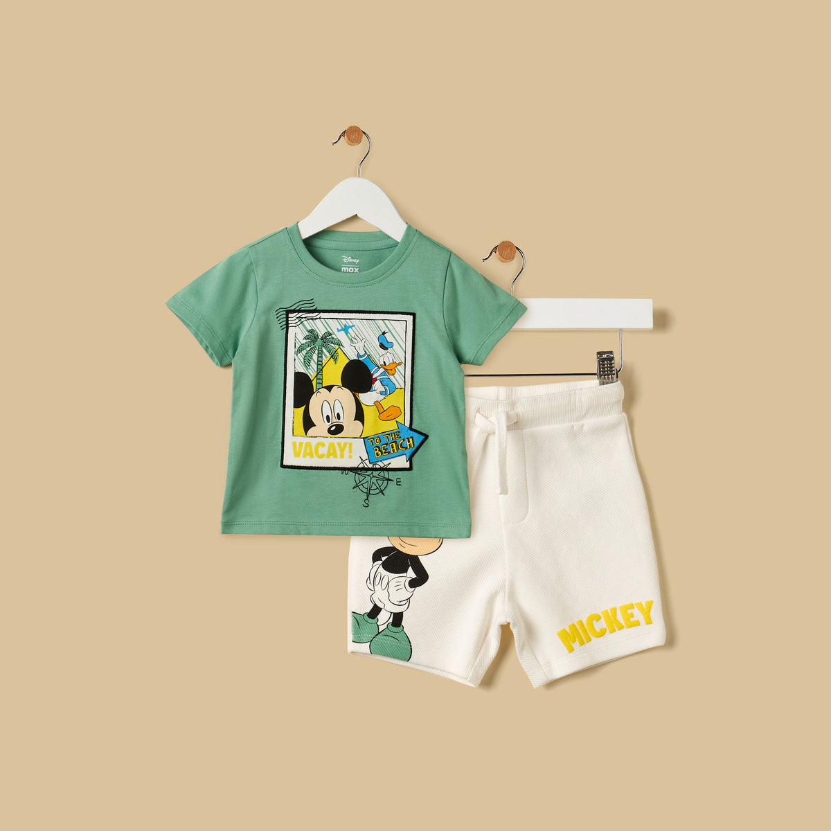 Mickey Mouse and Donald Duck Print Cotton T-shirt and Shorts Set