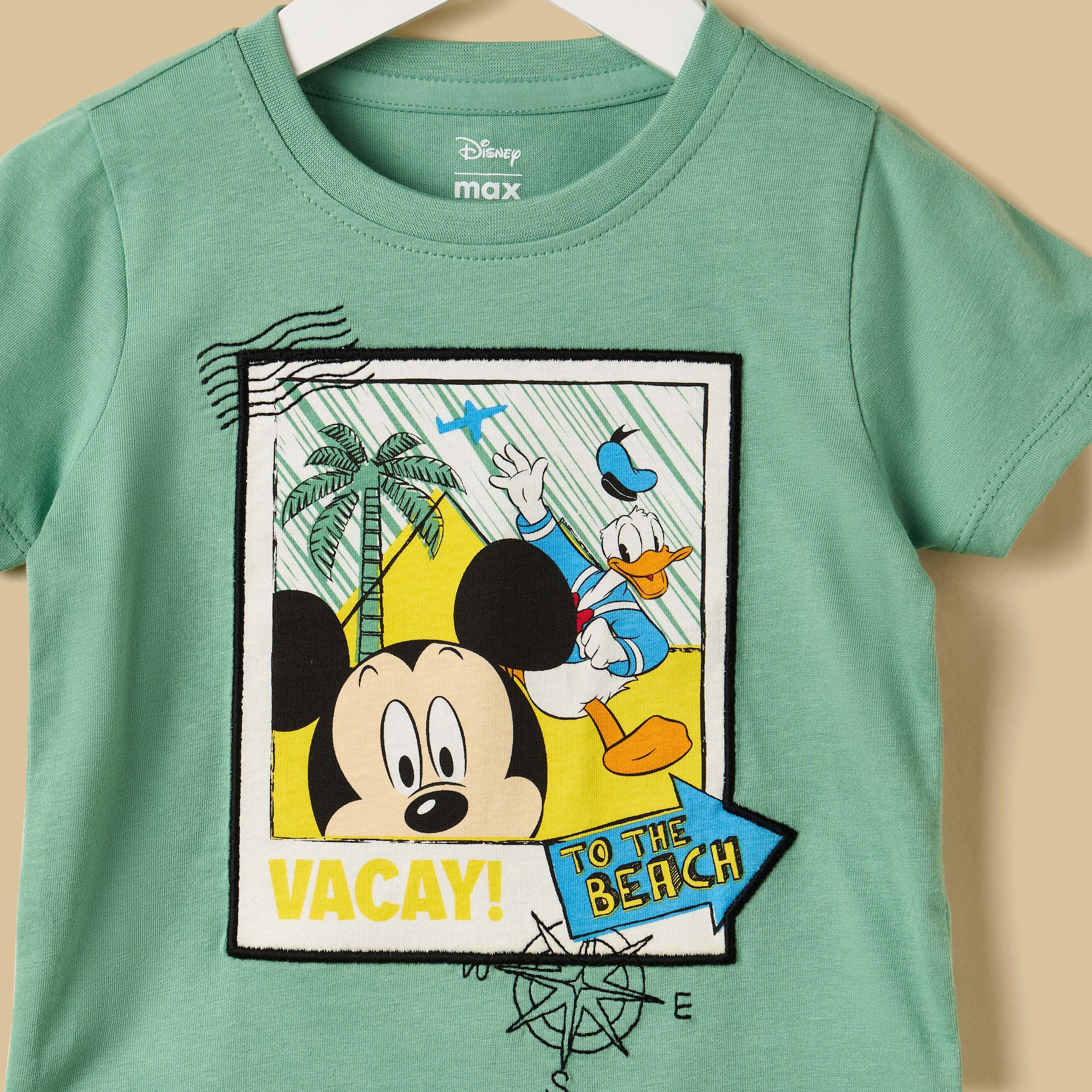 Mickey Mouse and Donald Duck Print Cotton T-shirt and Shorts Set