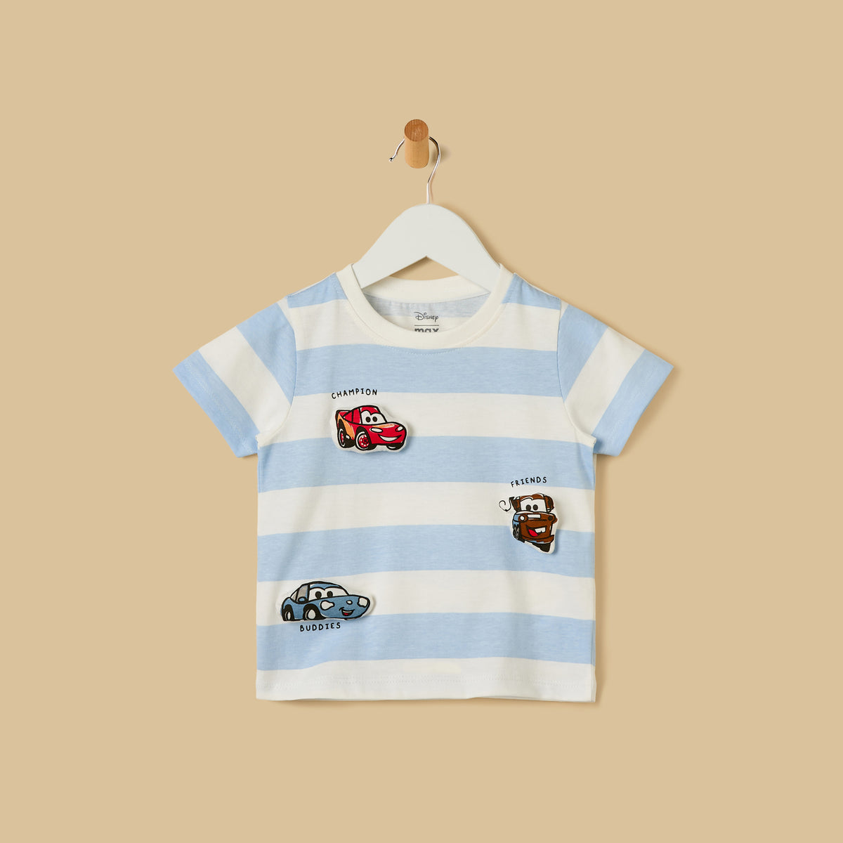 Cars Print Striped Cotton T-shirt and Shorts Set
