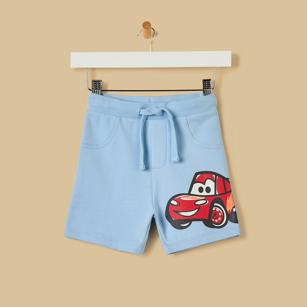 Cars Print Striped Cotton T-shirt and Shorts Set