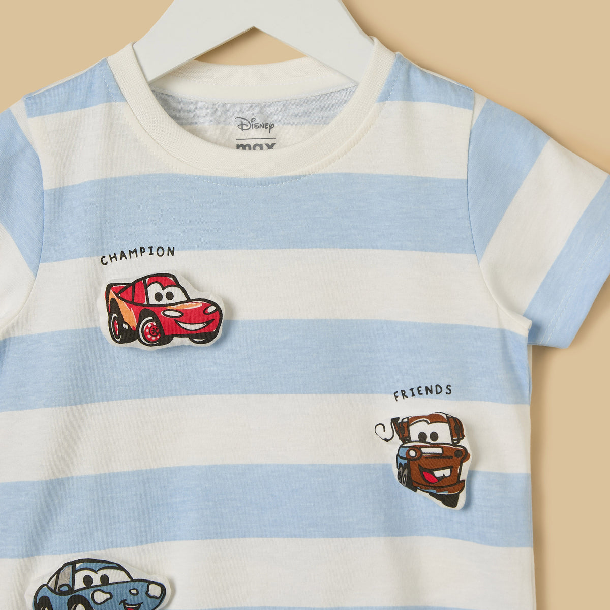 Cars Print Striped Cotton T-shirt and Shorts Set