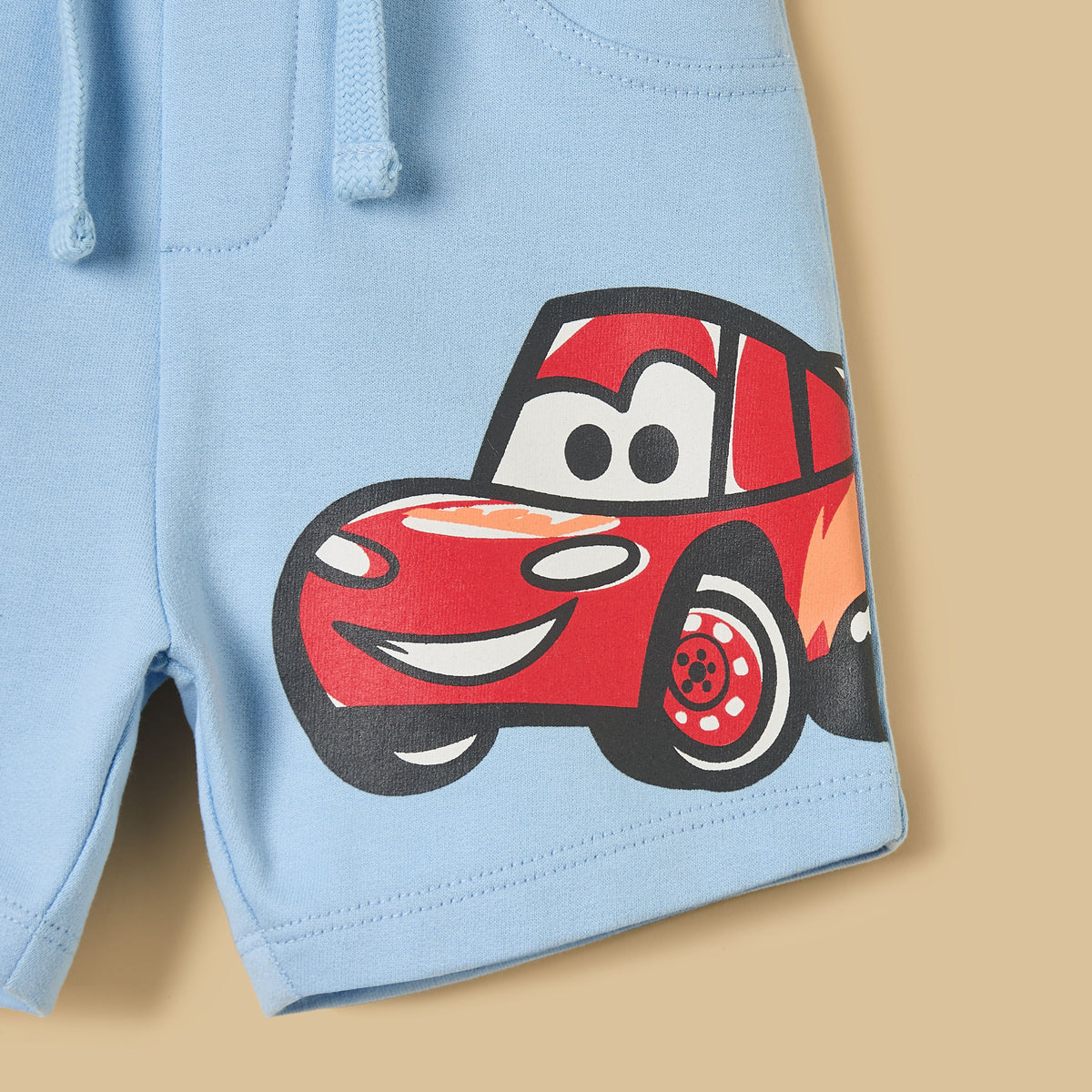 Cars Print Striped Cotton T-shirt and Shorts Set