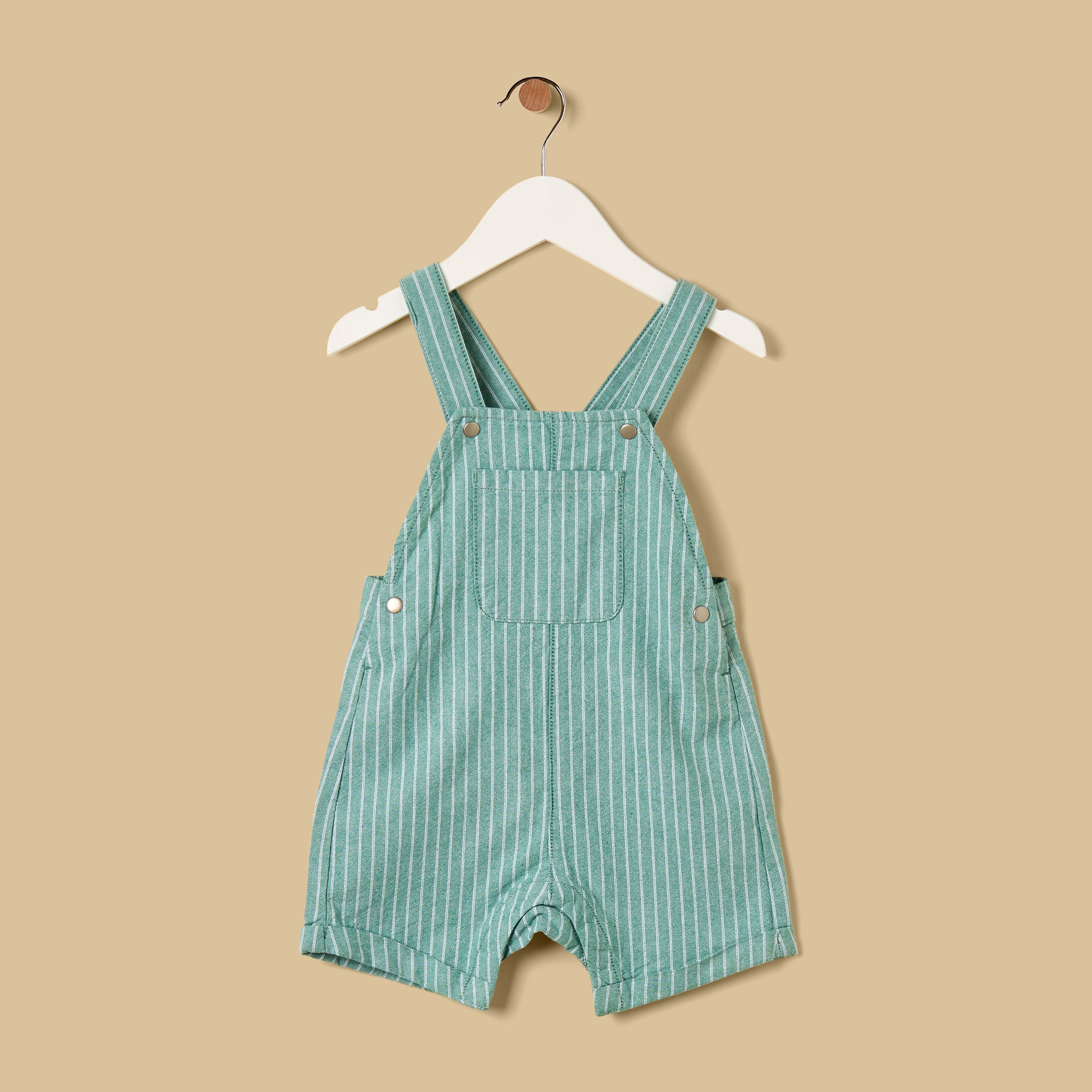 Striped Cotton Dungaree and T-shirt Set