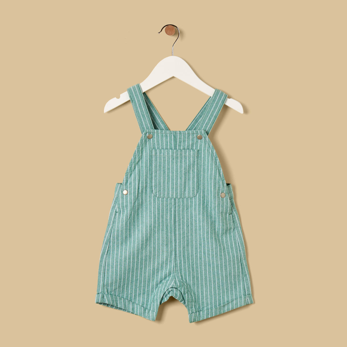 Striped Cotton Dungaree and T-shirt Set