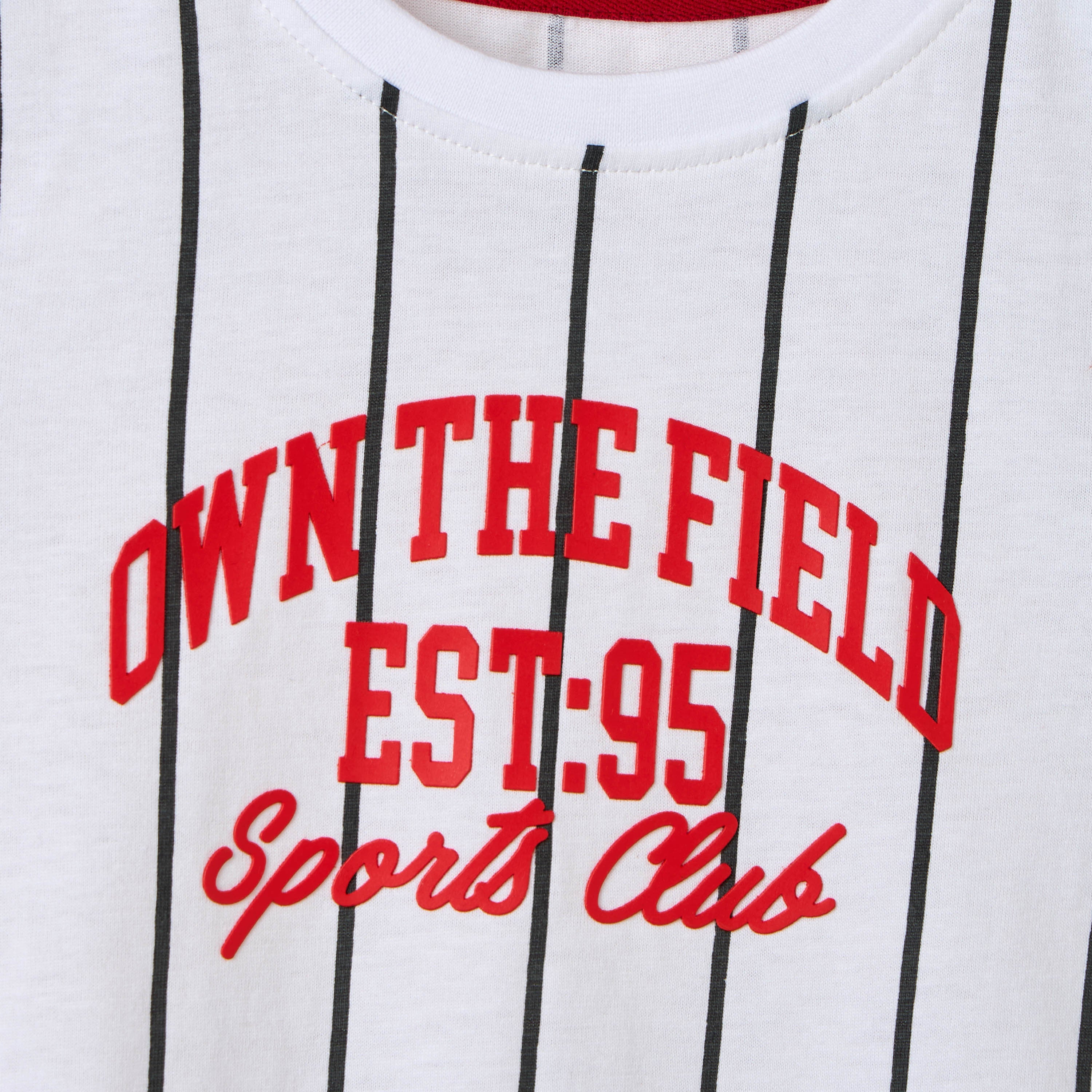 Varsity Print Striped Cotton T-shirt and Shorts Set