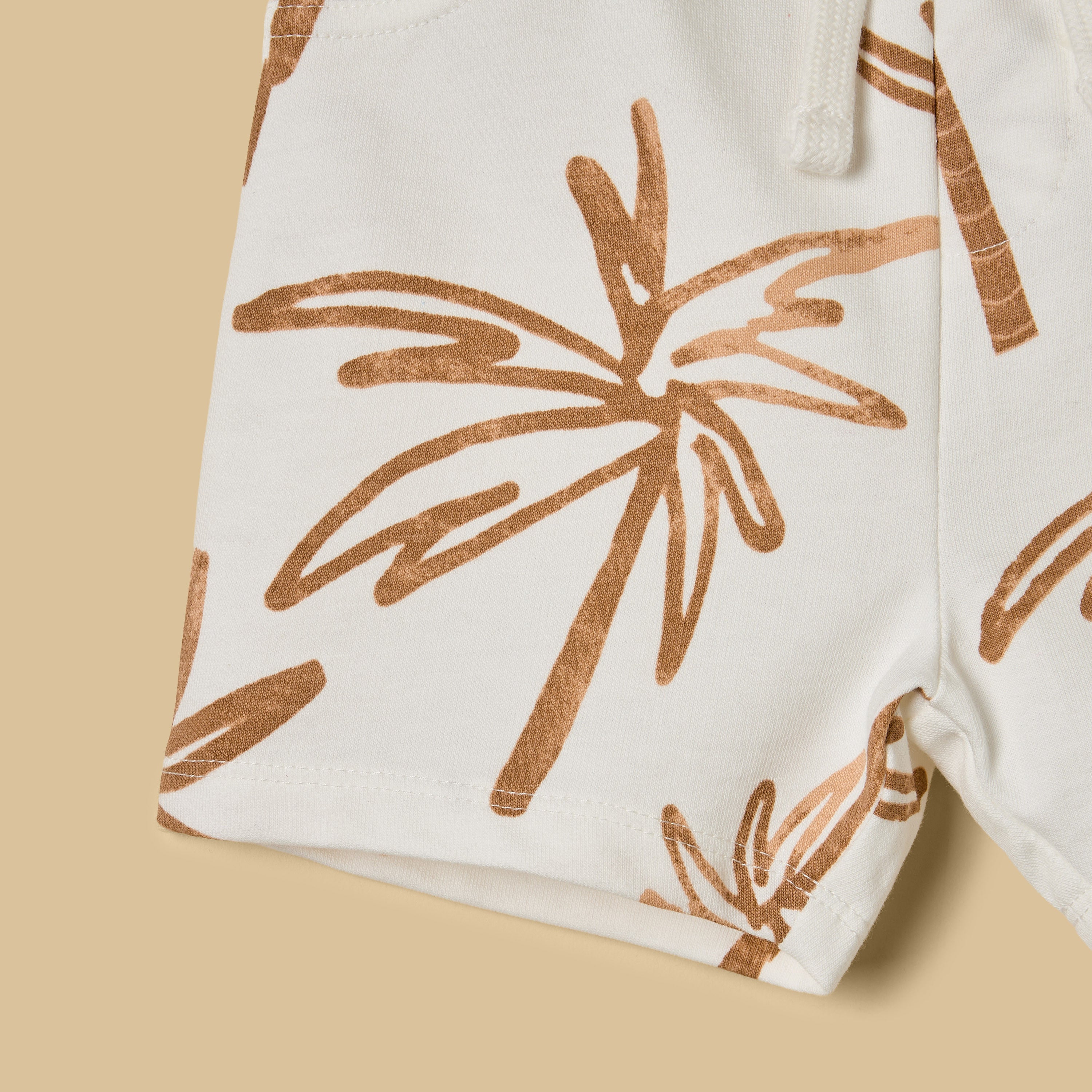Palm Print Cotton T-shirt and Shorts Set