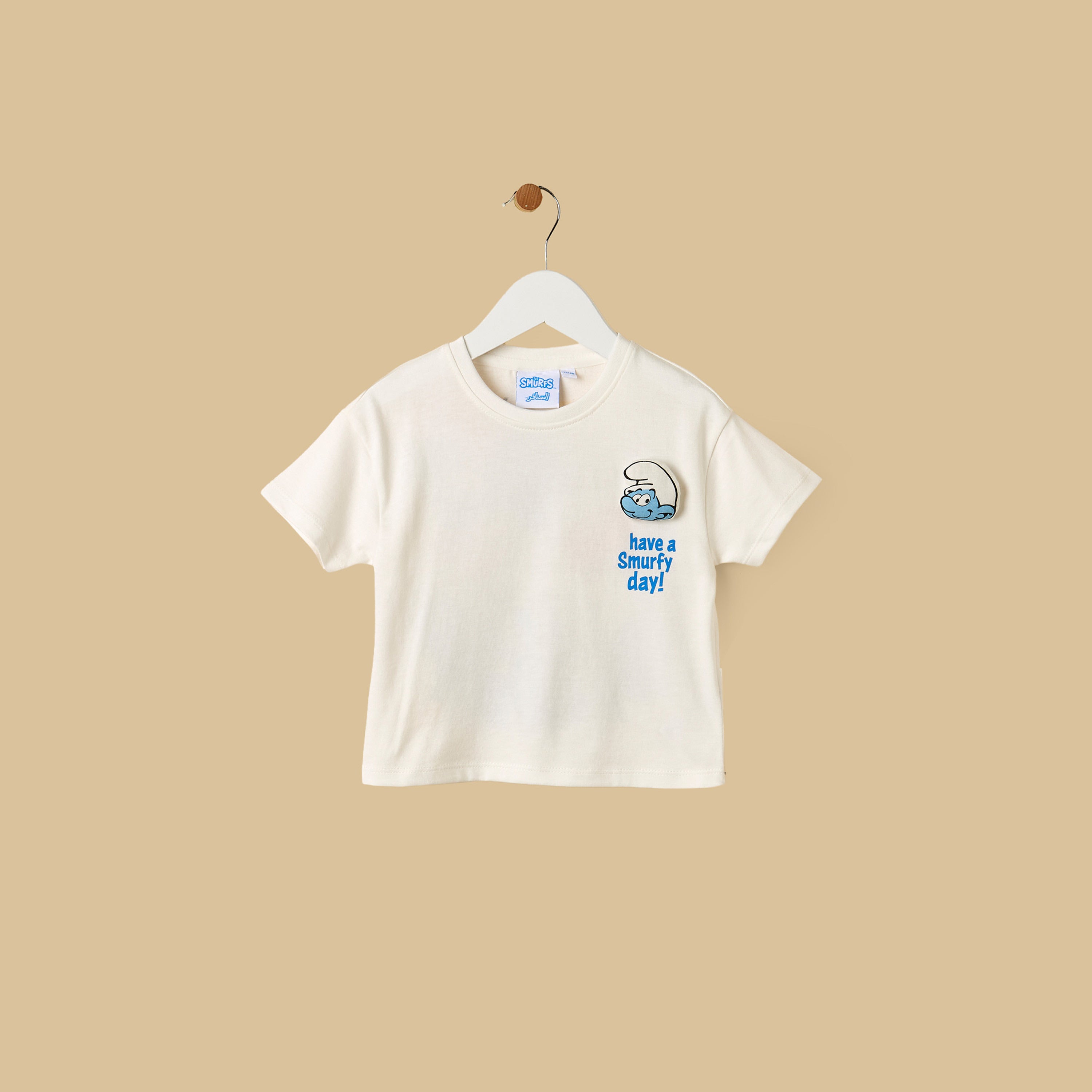 Smurfs Print Cotton T-shirt and Shorts Set