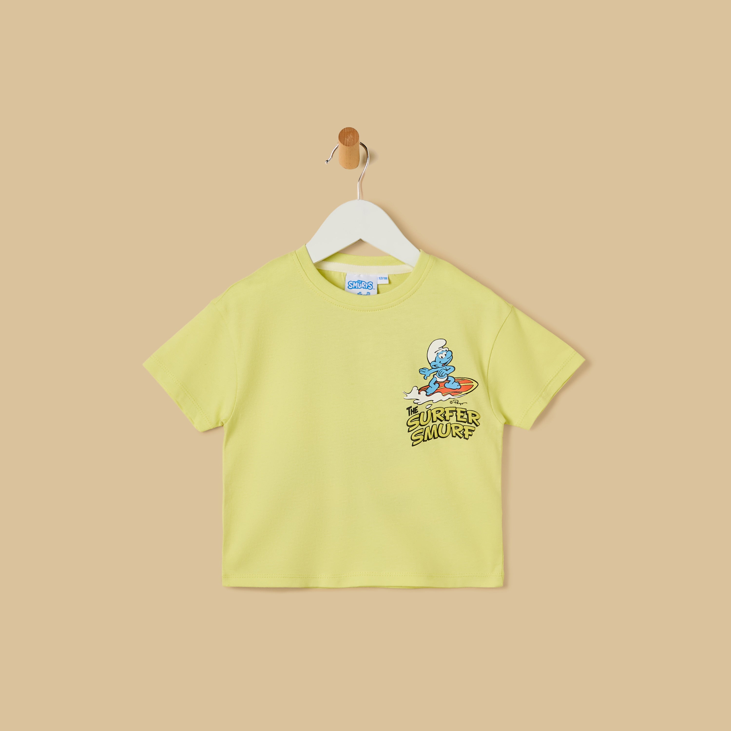 Smurfs Print Cotton T-shirt and Shorts Set