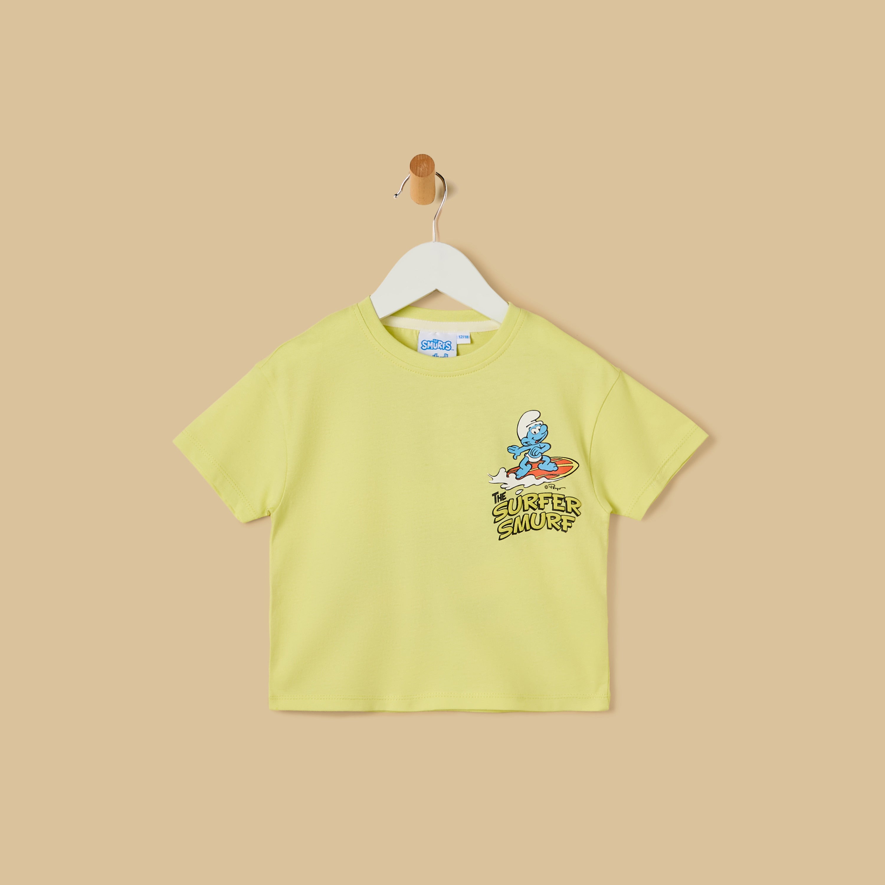 Smurfs Print Cotton T-shirt and Shorts Set