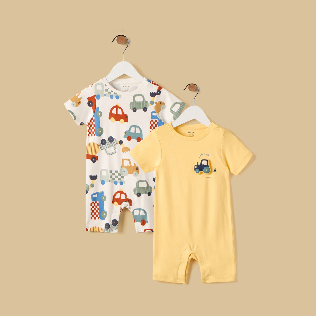 Pack of 2 - Vehicle Print Cotton Romper