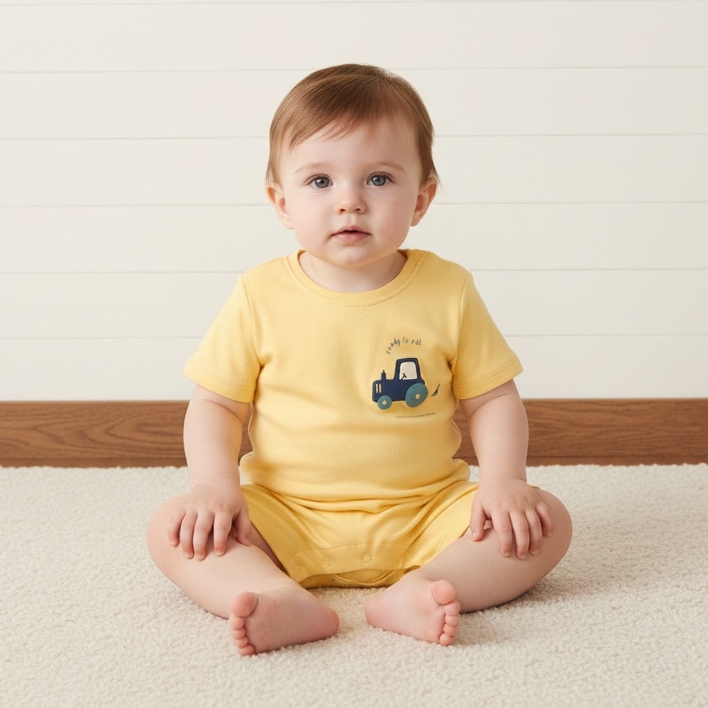 Pack of 2 - Vehicle Print Cotton Romper