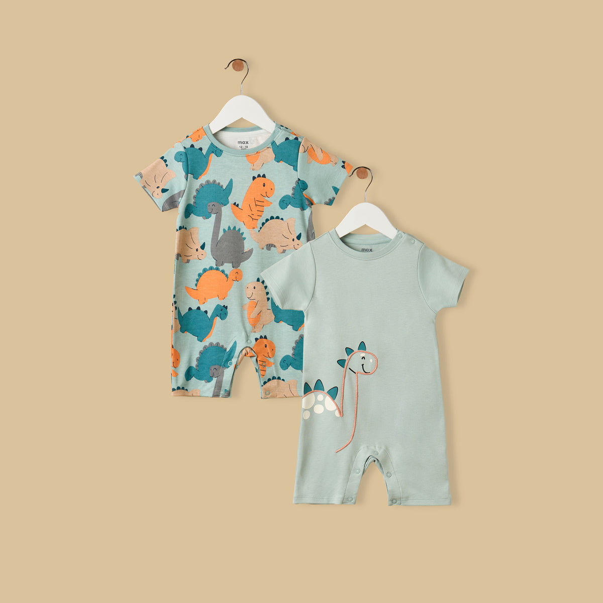 Pack of 2 - Dinosaur Print Cotton Romper
