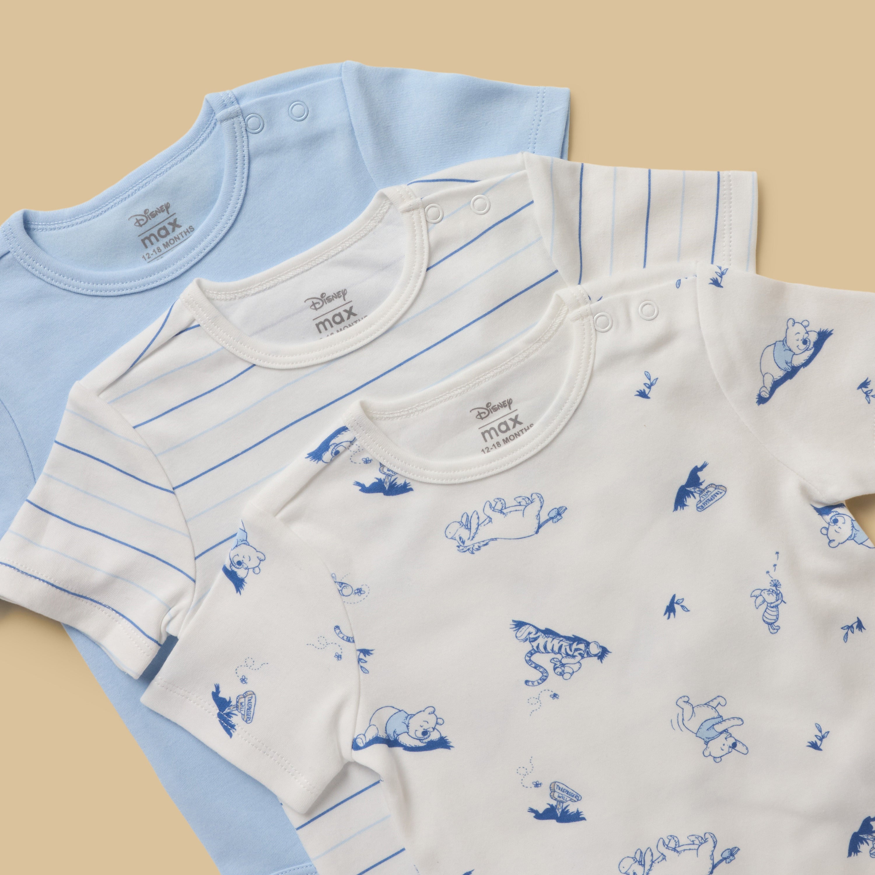Pack of 3 - Winnie the Pooh Print Cotton Bodysuit