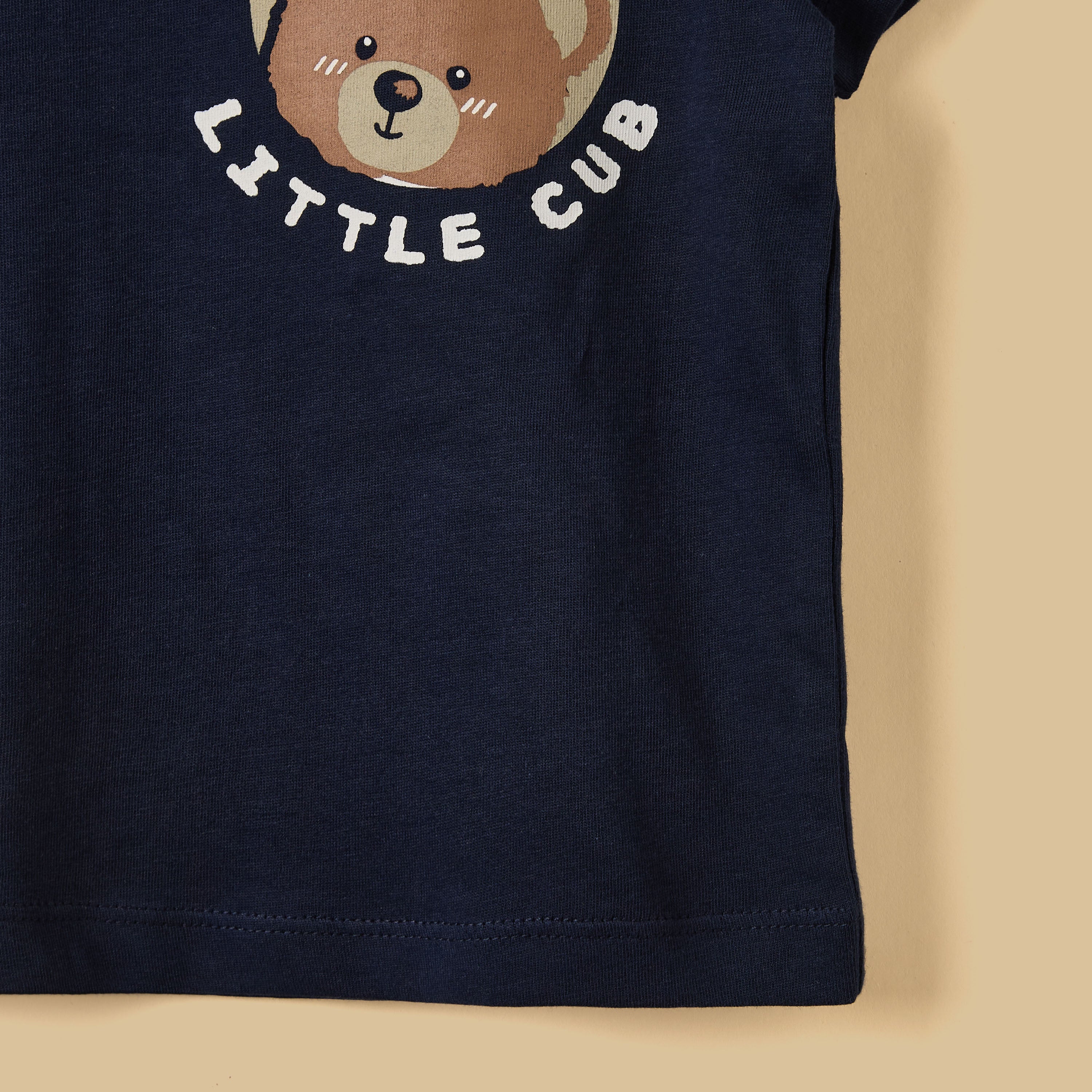 Bear Print Cotton T-shirt and Shorts Set