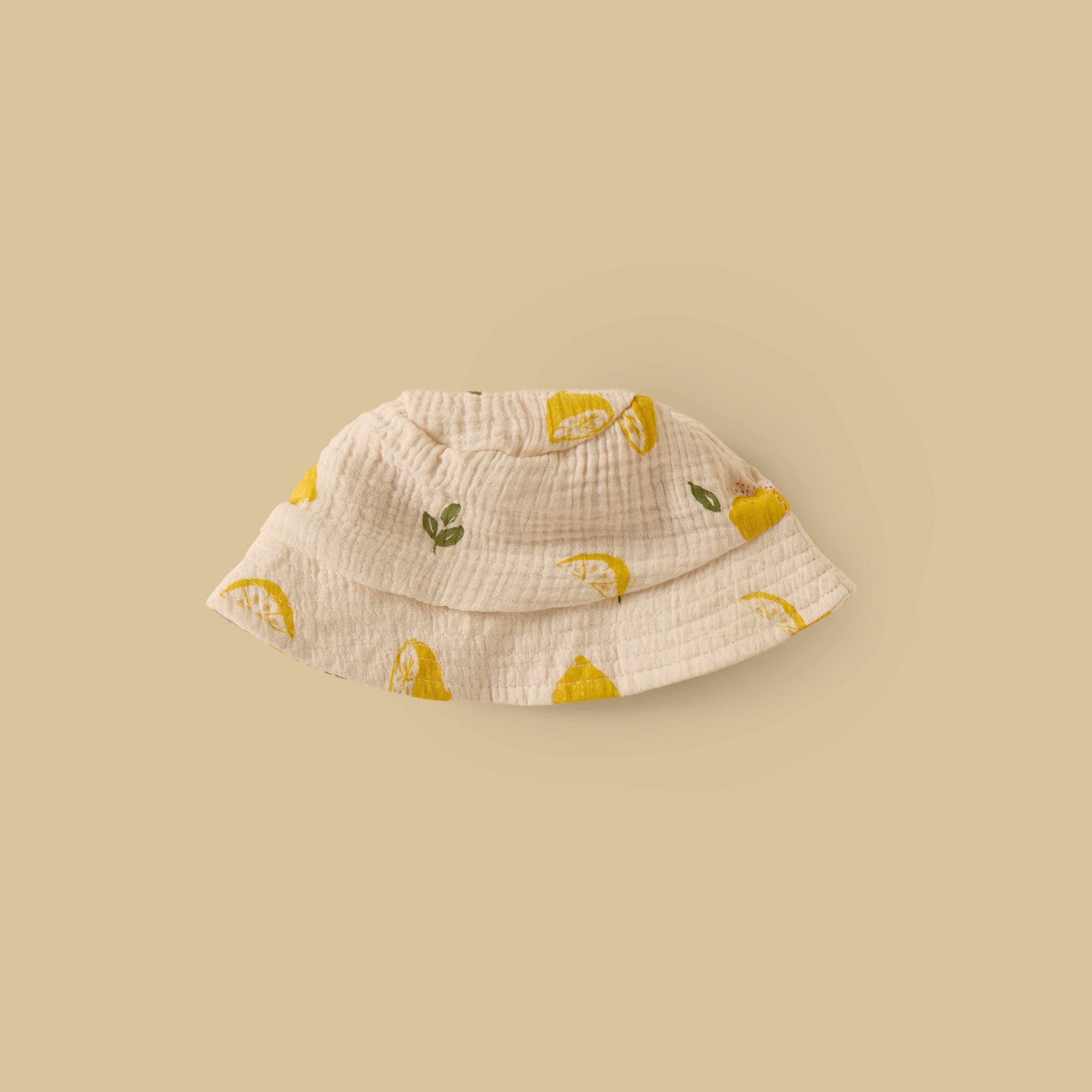Lemon Print Double Gauze Cotton Shirt with Shorts and Hat